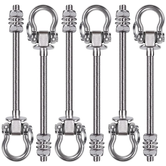 BeneLabel Set of 6 Permanent Antirust Stainless Steel 304 Heavy Duty Swing Hangers, 800Kg Capacity, Wood Beam & I-Beam Hanger, Yoga Hammock Chair Sandbag, Hardware Swing Sets, 180° Swing, 23.5cm