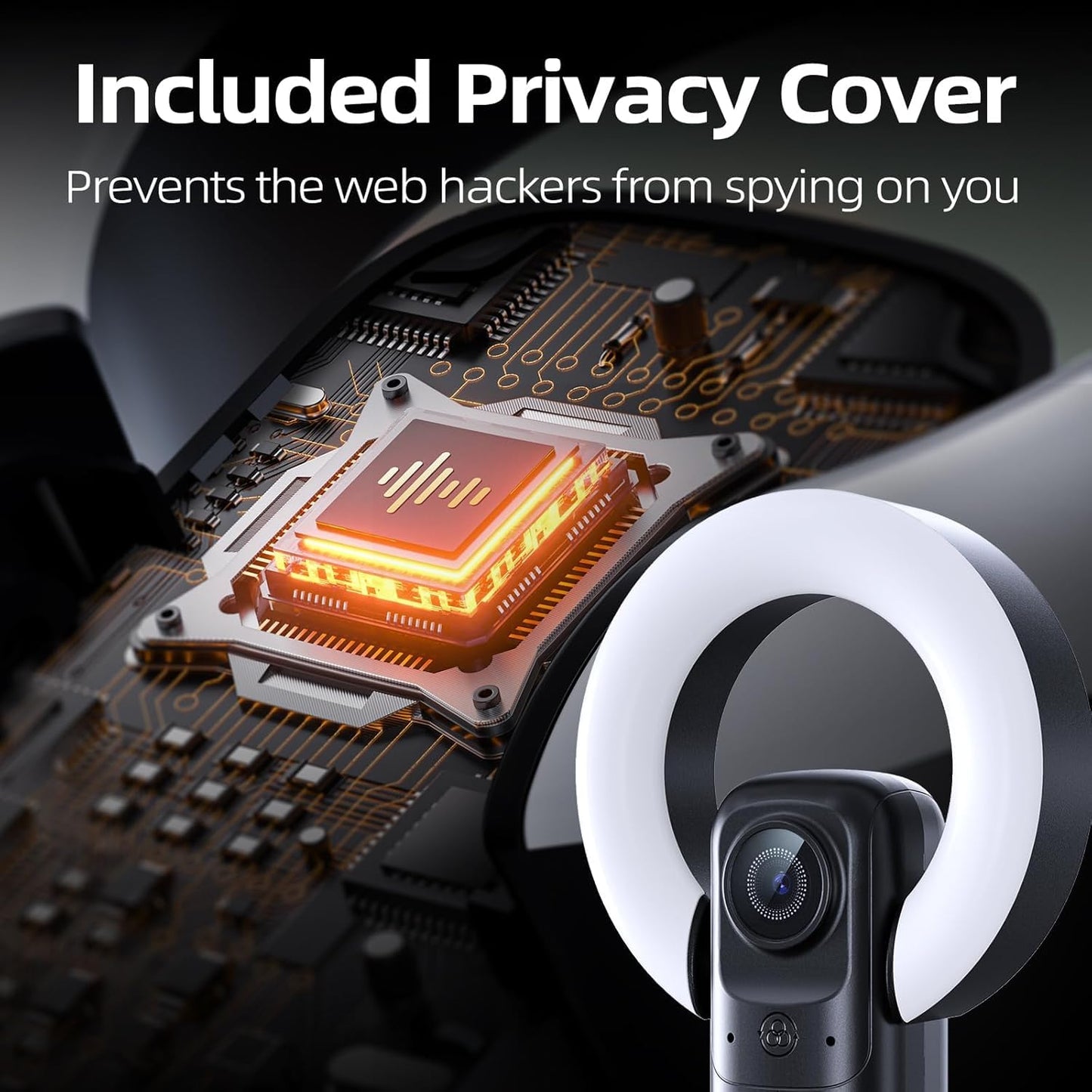 4K Webcam with Light, Webcam for PC with Microphone, Plug and Play, USB Computer Camera for Desktop, Auto-Focus, Web Camera for Desktop Computer Zoom Skype