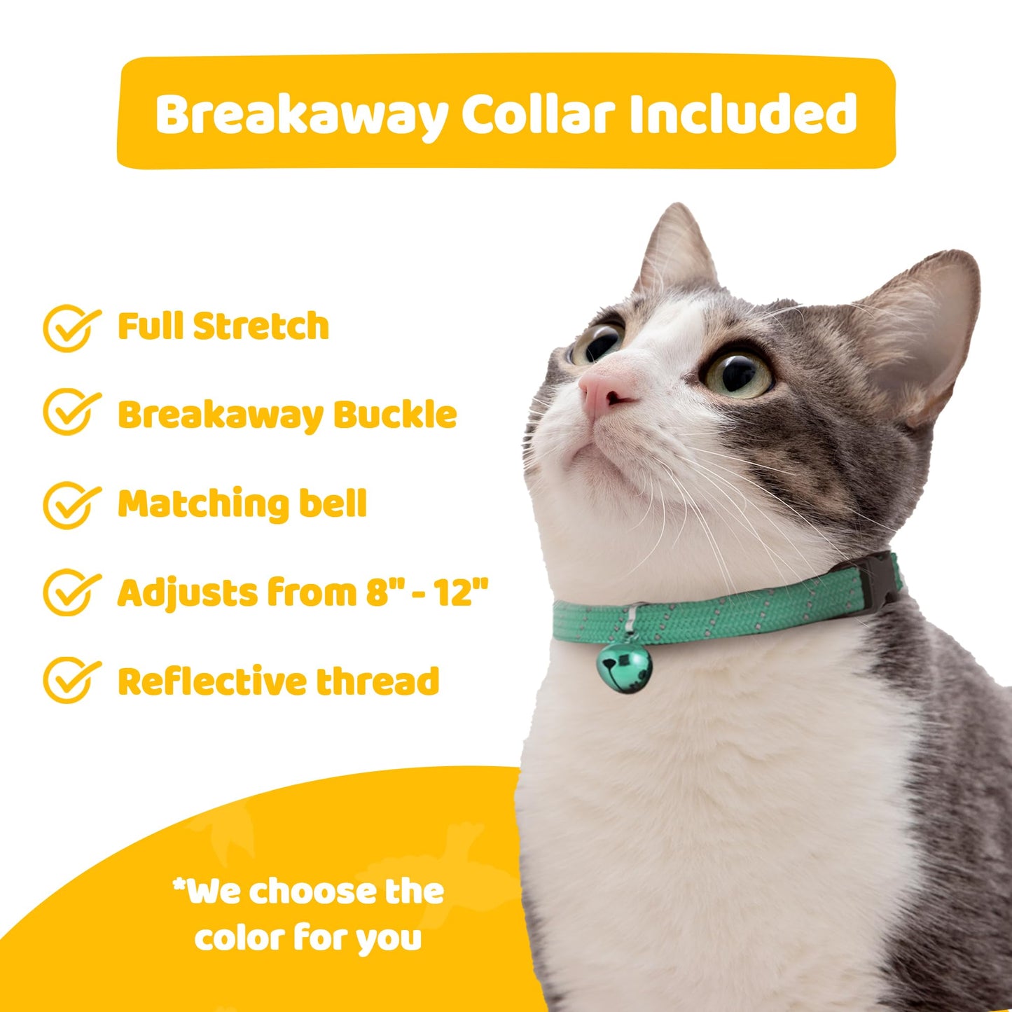Birdsbesafe® Cat Collar Cover - Bird Warning Collar, Scientifically Proven to Prevent Bird Catching, Includes 2 Covers and 1 Breakaway Collar