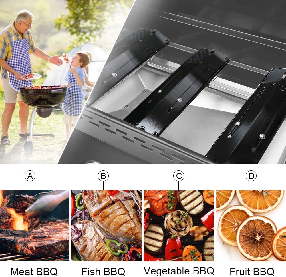 Universal Adjustable Porcelain Steel Replacement Heat Plate Shield Heat Tent Flavorizer Bar Burner Cover Flame Tamer for Gas Grill, Extends from 12" up to 21" L (Porcelain -5 Pack)