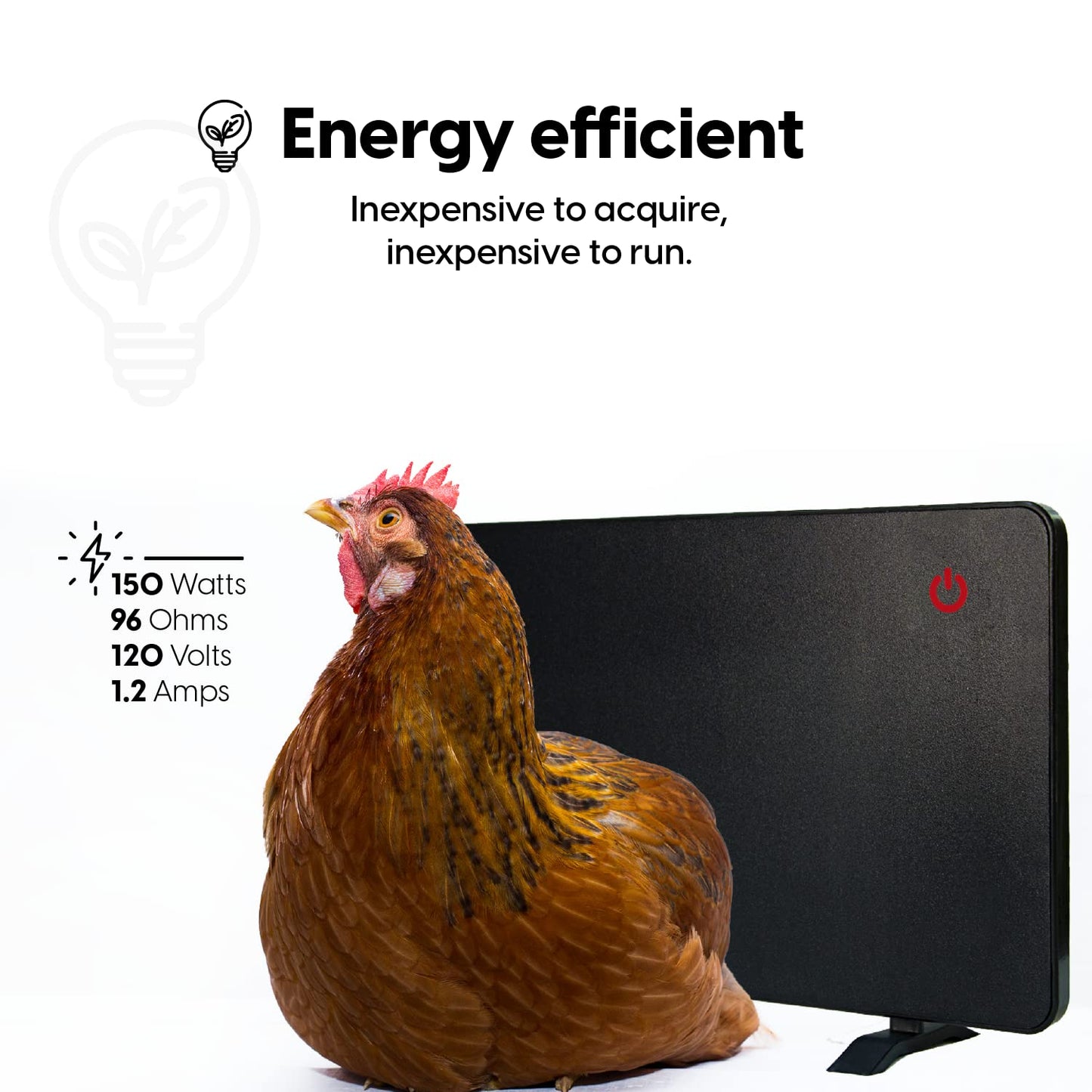 Econohome Safe Chicken Coop Heater, Safer Than Brooder Lamps, Gently Warm, 150 Watts, ETL Compliant for Safety - Also for Pets and Under Desk