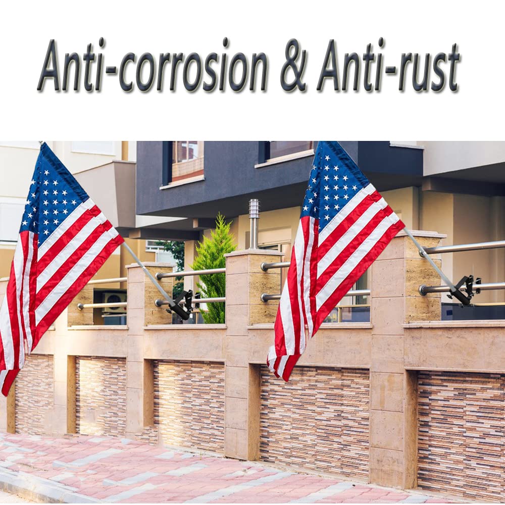 Flag Pole Holder Wall Mount Bracket Multifunctional Adjustable Flag Pole Holder Bracket,Heavy Duty Metal Flagpole Mount for House Balcony Railing Truck Deck 1.2" Inner Diameter Flag Pole Holder Clamp