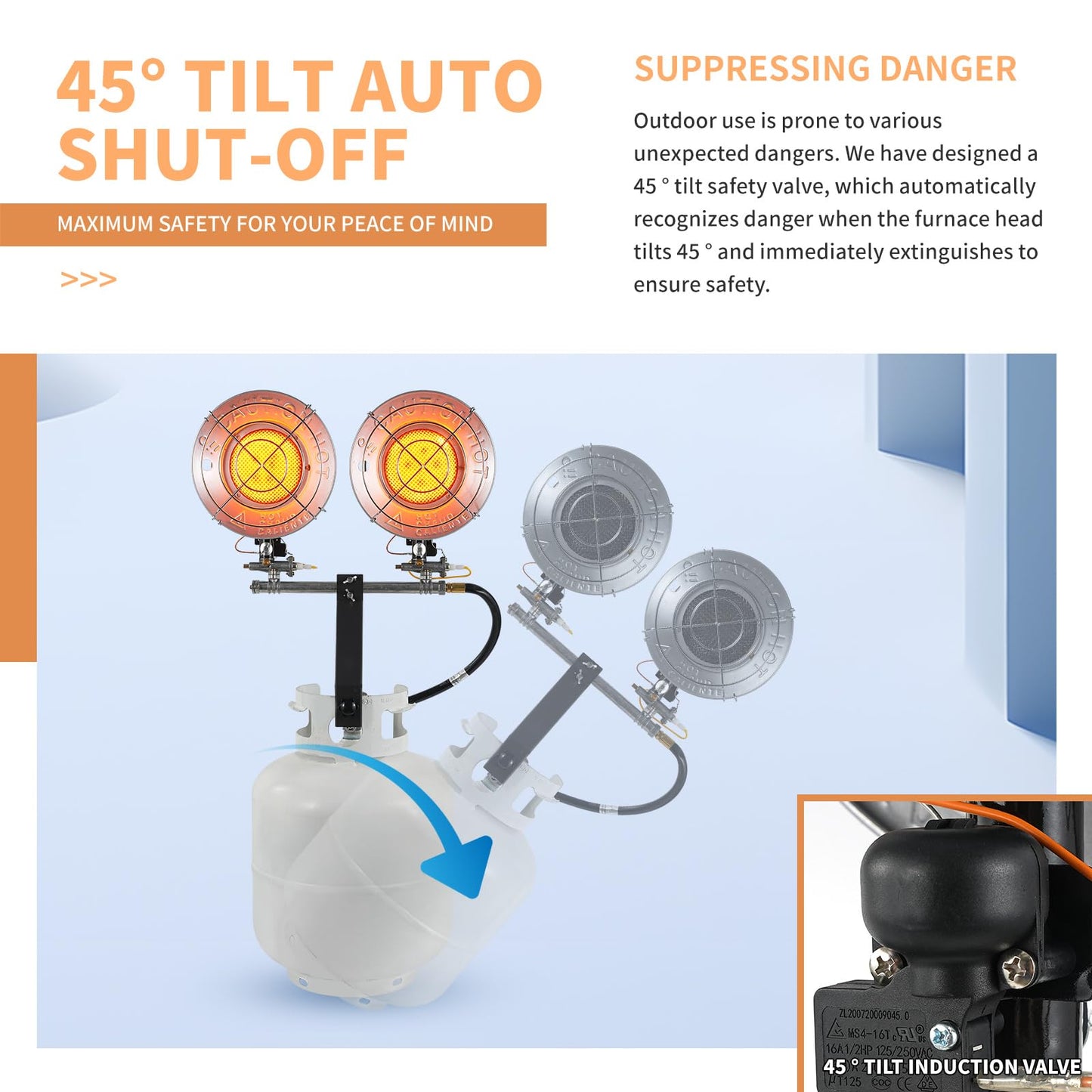 30,000 BTU Propane Tank Top Heater, Propane Heater for Outdoor, Patio, Camping, Garage, and Indoor Use – Adjustable Heat Levels, Tilt Auto Shut-Off, Efficient Burner, CSA Certified