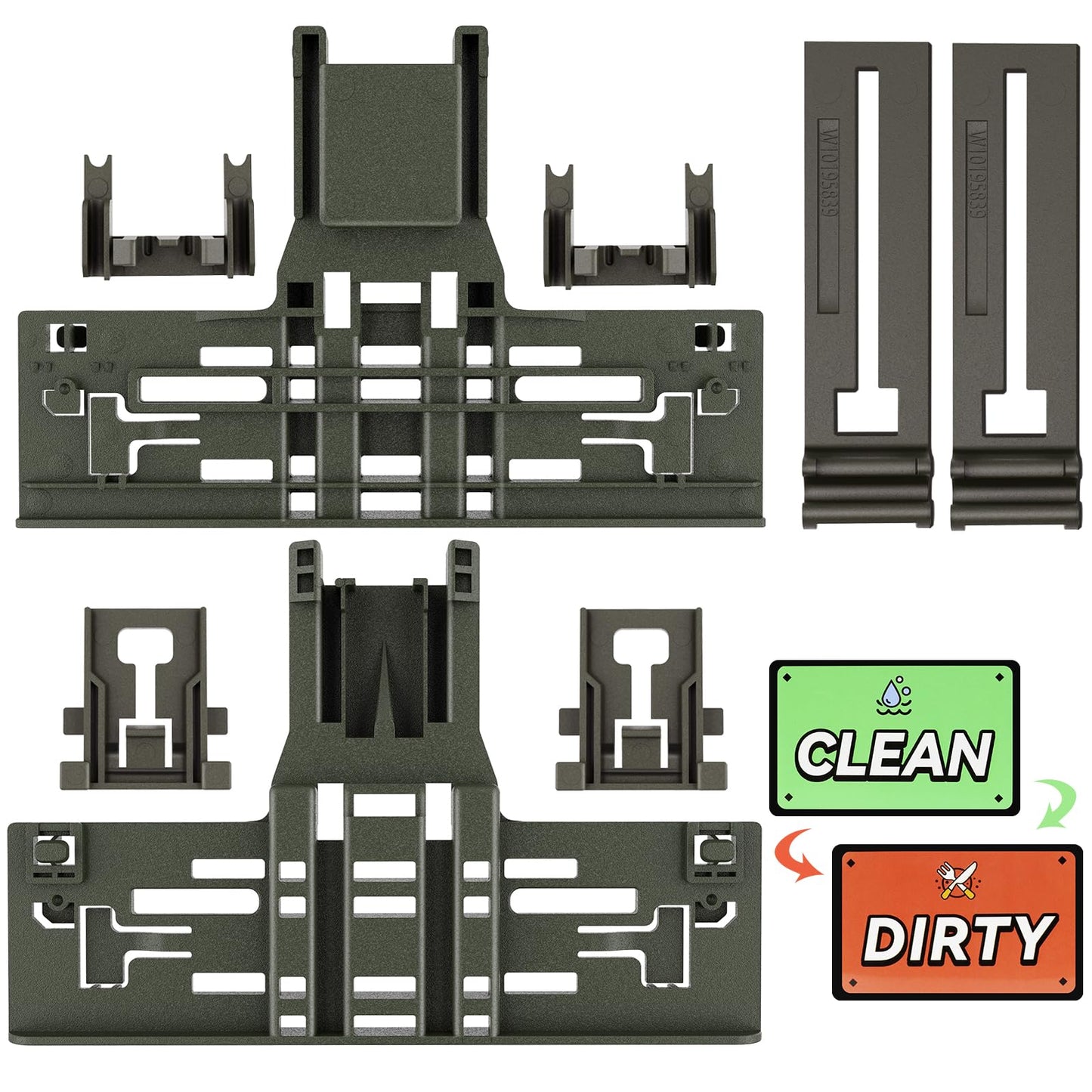 Upgraded W10546503 WPW10546503 Dishwasher Upper Rack Adjuster Replacement For Kitchenaid Dishwasher Parts Upper Rack W10418314 Dishwasher Top Rack For Kenmore Whirlpool Dishwasher Replacement Parts