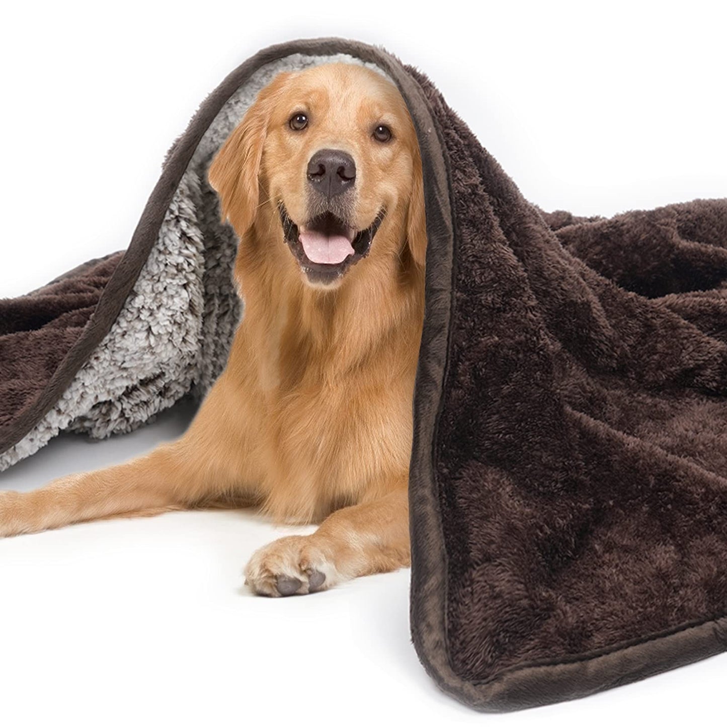 Dog Blanket Soft Fluffy Pet Blanket Waterproof Warm Cat Blanket Self-Warming Puppy Snuggle Blanket Warm Throw Pets Bed Blankets Dog Fuzzy Blankets for Sofa Travel 51.2 x 59”- Brown