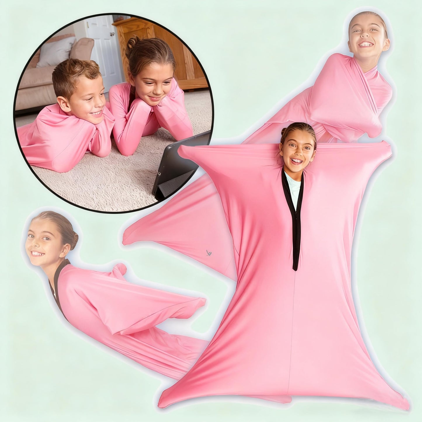 Sensory Body Sock for Kids Adult, Full-Body Wrap Stretchy Body Sox to Relieve Stress for Children with Autism, Anxiety (pink, L/Height:140-160CM)