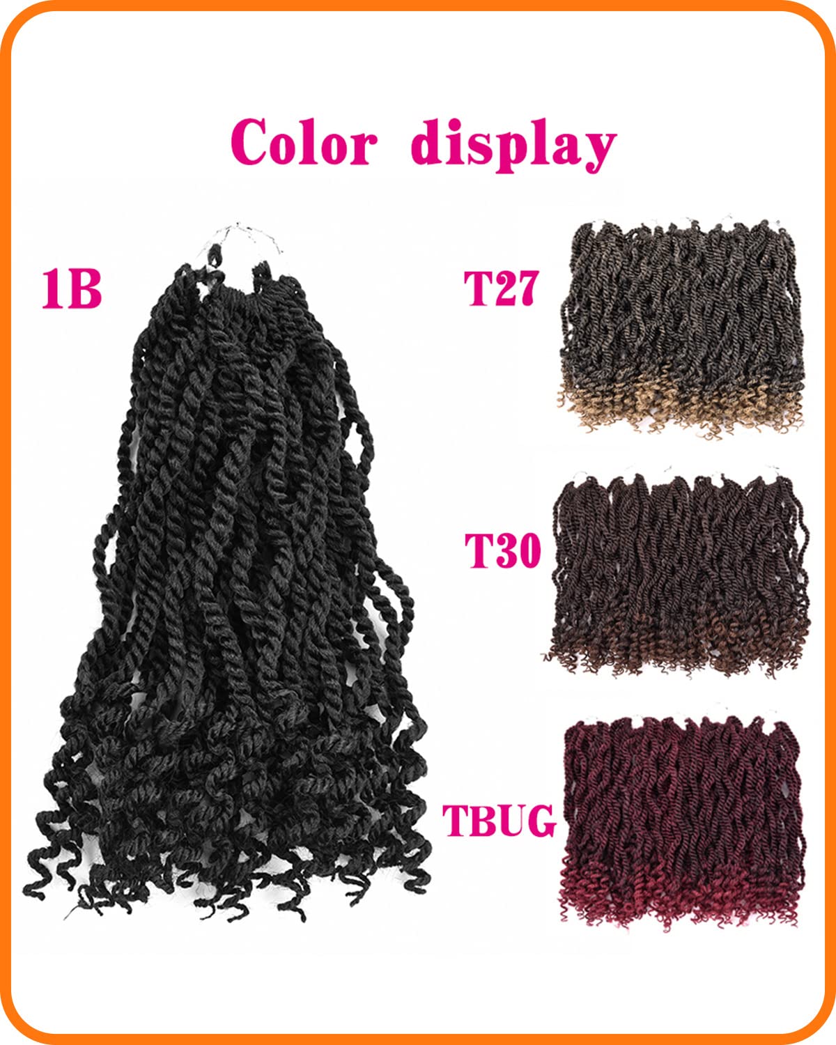 12 Inch Wavy Senegalese Twist Crochet Hair for Black Women 6 Packs Braids Wavy Ends Synthetic Hair Extension Curly Crochet Twist Braiding Hair (T27#, 12 Inch)
