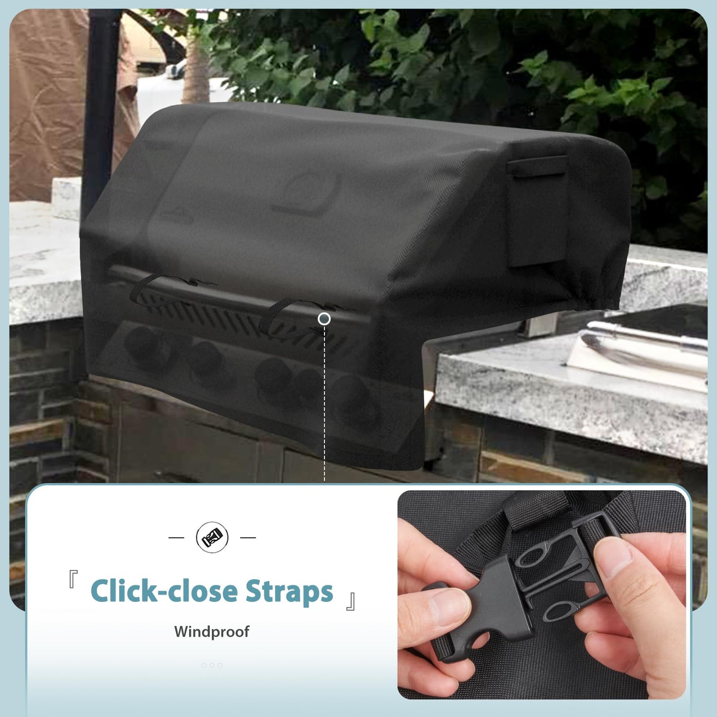SHINESTAR 32'' Built-in Grill Cover for DCS, Jenn-Air, Bull, Napoleon, Coyote, and Weber, Waterproof & Windproof Island Grill Top Cover, 33'' W x 26.5'' D x 24'' H