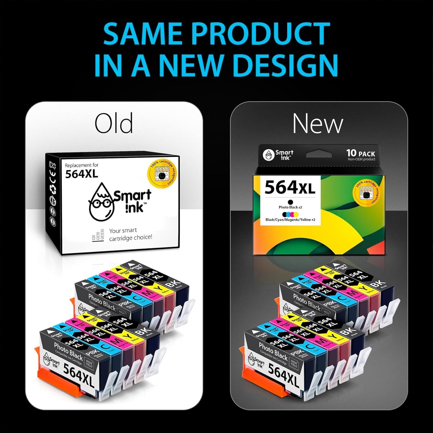 Smart Ink Compatible Ink Cartridge Replacement for HP 564 XL 564XL High Yield 10 Combo Pack (2 Black, 2PBK & 2 C/M/Y) for Photosmart 6525 6520 7520 5520 7510 5510 7525 DeskJet 3520 3522