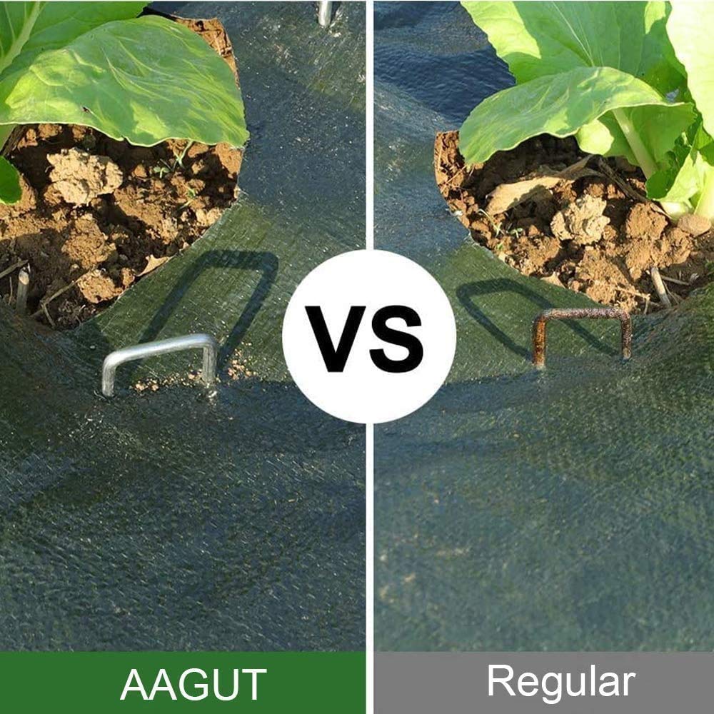 AAGUT Galvanized Garden Stakes 40 Pack 12 Inch Heavy Duty Fence Anchors 8 Gauge Metal Landscape Staples for Anchoring Tent, Weed Barrier Fabric, Ground Cover