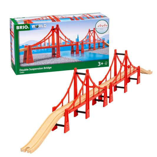 BRIO World - 33683 Double Suspension Bridge | 5 Piece Toy Train Accessory for Kids Age 3 and Up