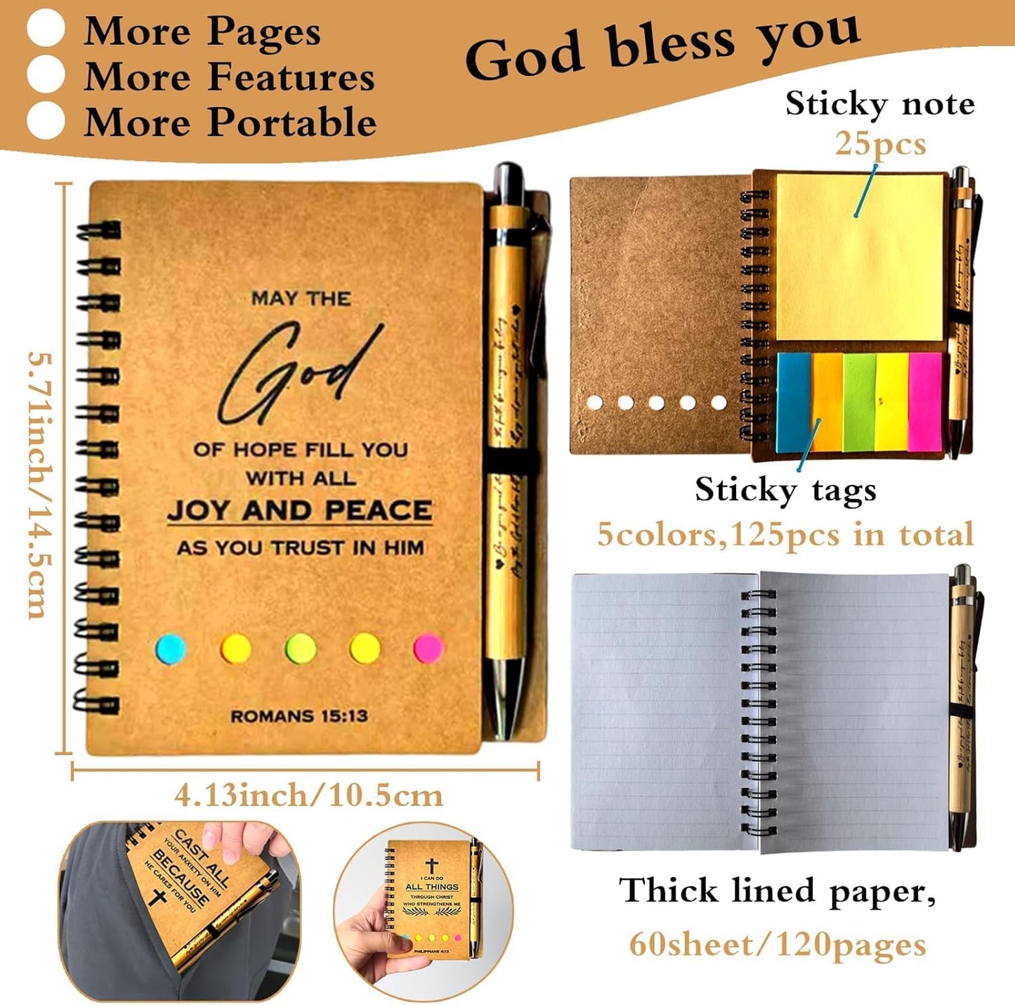 10 Sets Christian Notebooks Bulk Prayer Journals Inspirational Christian Gifts Bible Notebook with Bible Verse Pens for Women Men Church Members Bible Study Groups & Church Families