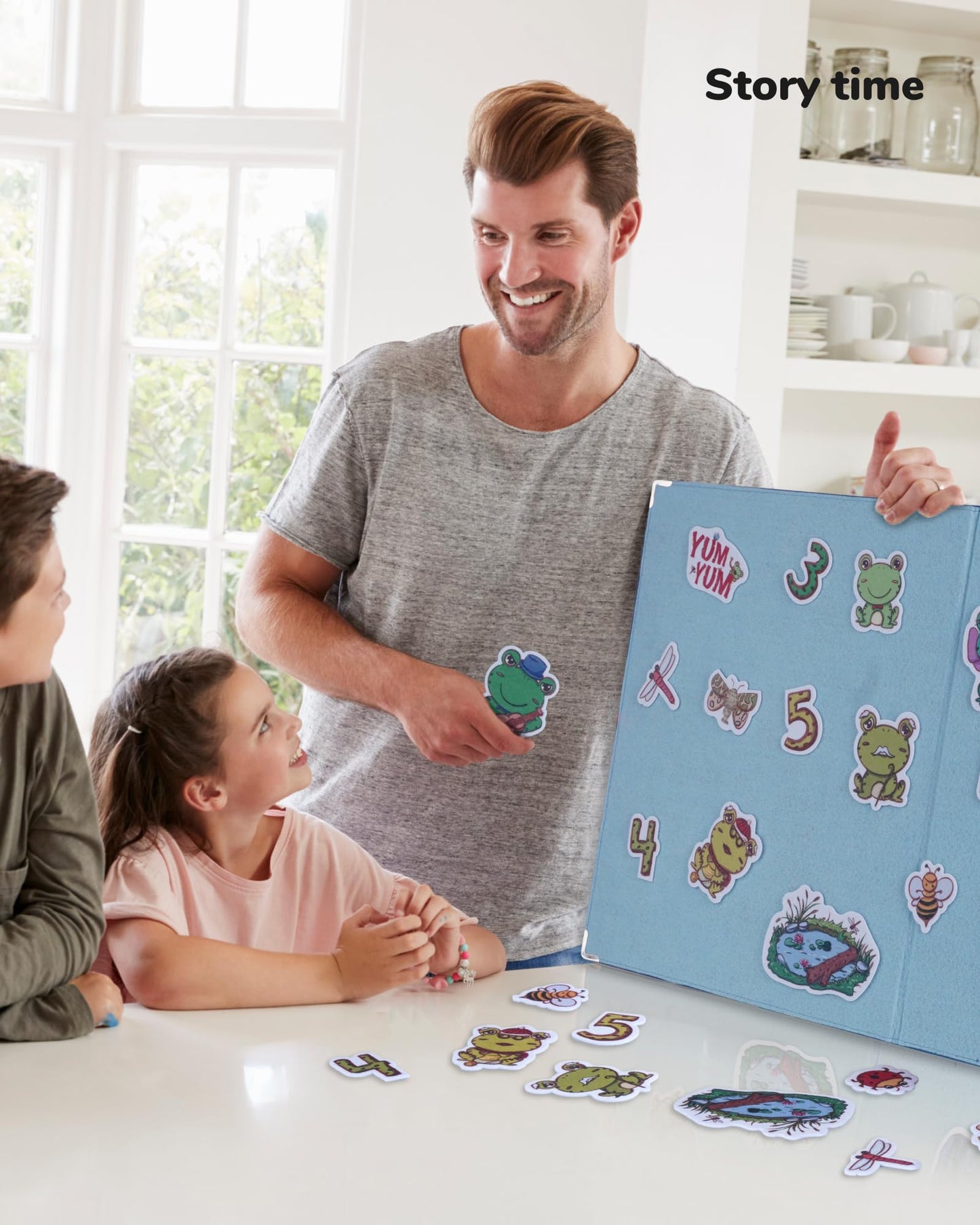 CHEFAN Foldable Felt Board for Toddlers - FreeStanding Learning Board for Kids, Preschool Classroom and Daycare | Use With Felt Set and Book for Storytelling | Blue Large