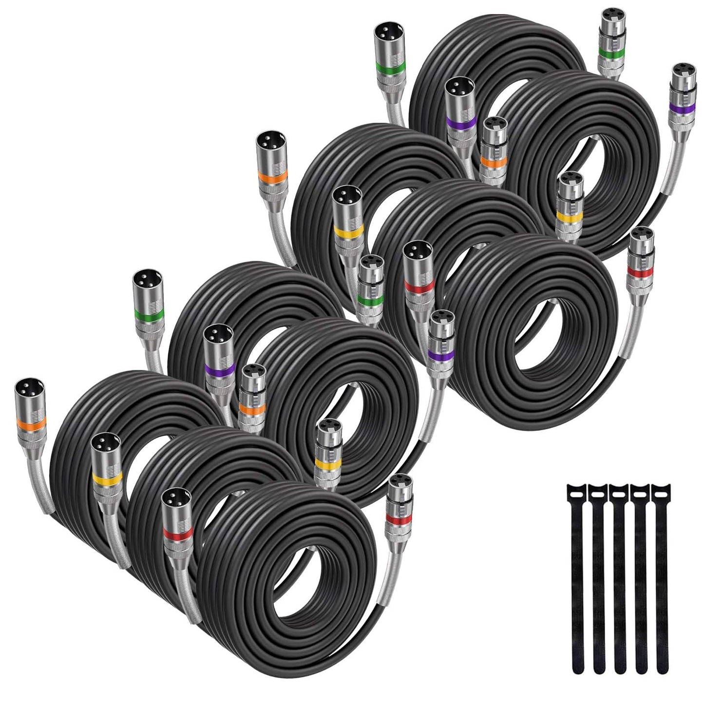 XLR Cables 20FT 10 Pack, Heavy Duty Oxygen-Free Copper 3-Pin Balanced Shielded XLR Male to Female Microphone Cable for Recording Studio Speaker, PA Systems, Audio Mixer and More