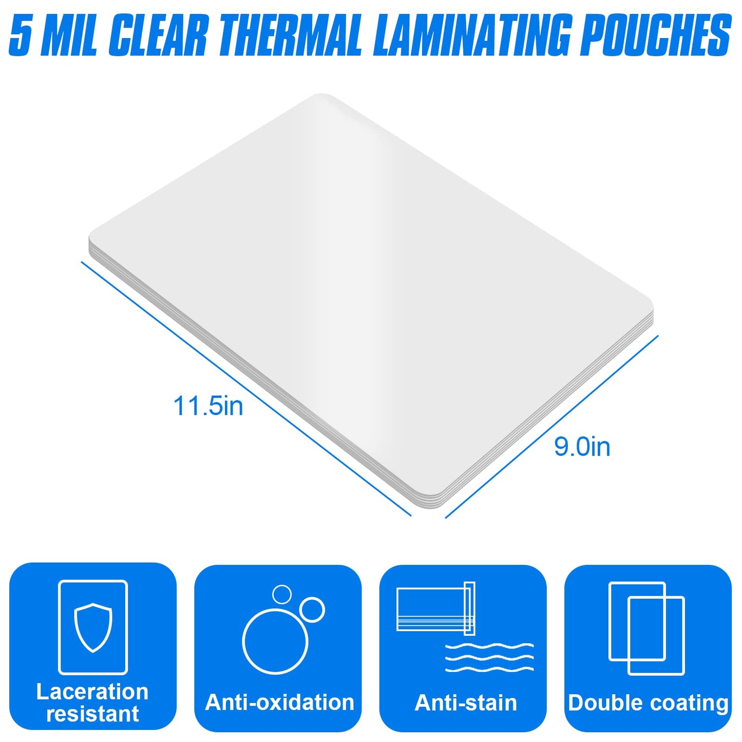 HERKKA 200 Pack Laminating Sheets, Holds 8.5 x 11 Inch Sheets, 5 Mil Clear Thermal Laminating Pouches 9 x 11.5 Inch Lamination Sheet Paper for Laminator, Round Corner Letter Size