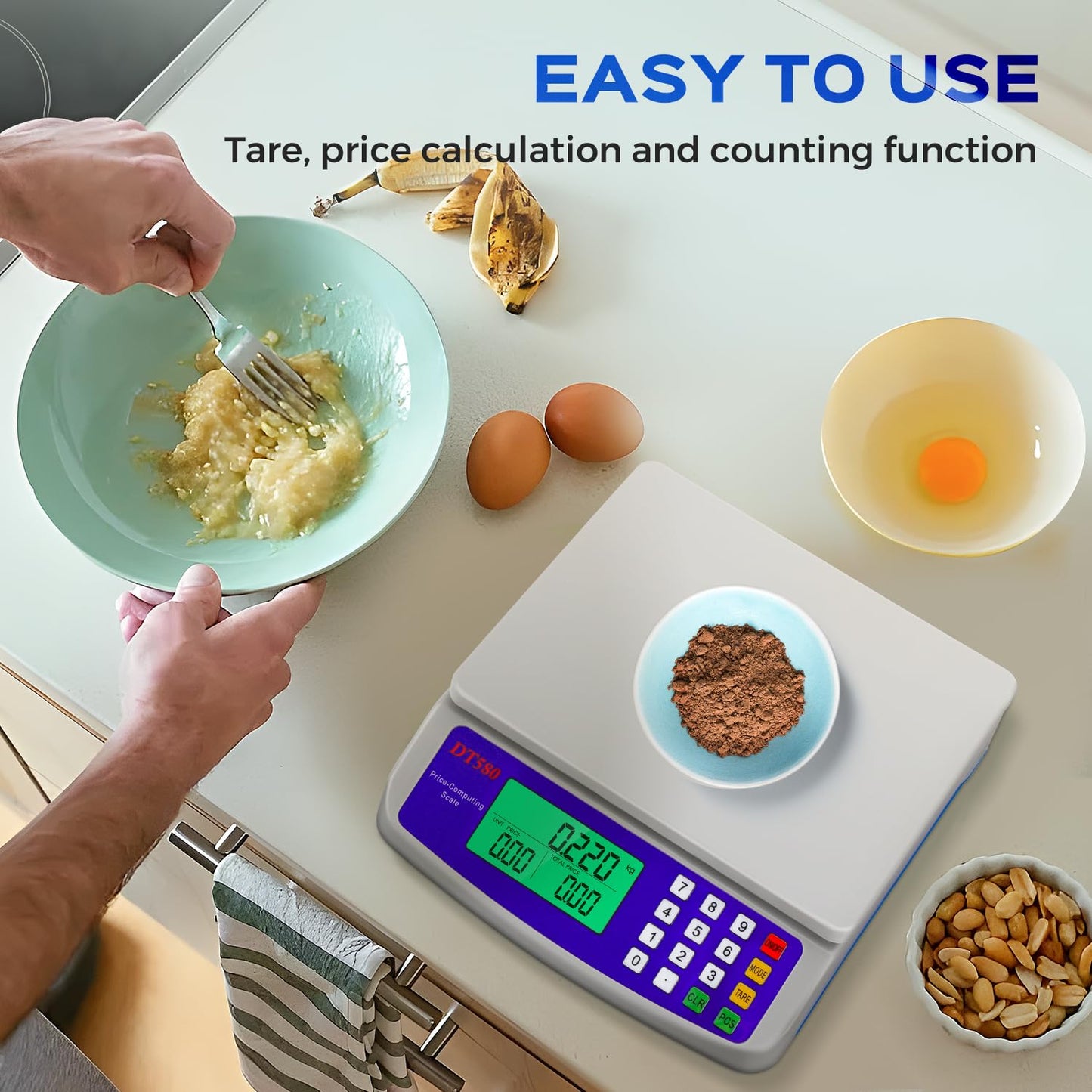 Bonvoisin Commercial Food Scale 66lb/ 30kg Price Computing Scale with kg/lb/oz Conversion, Deli Produce Scale for Kitchen, Market with 1g Division