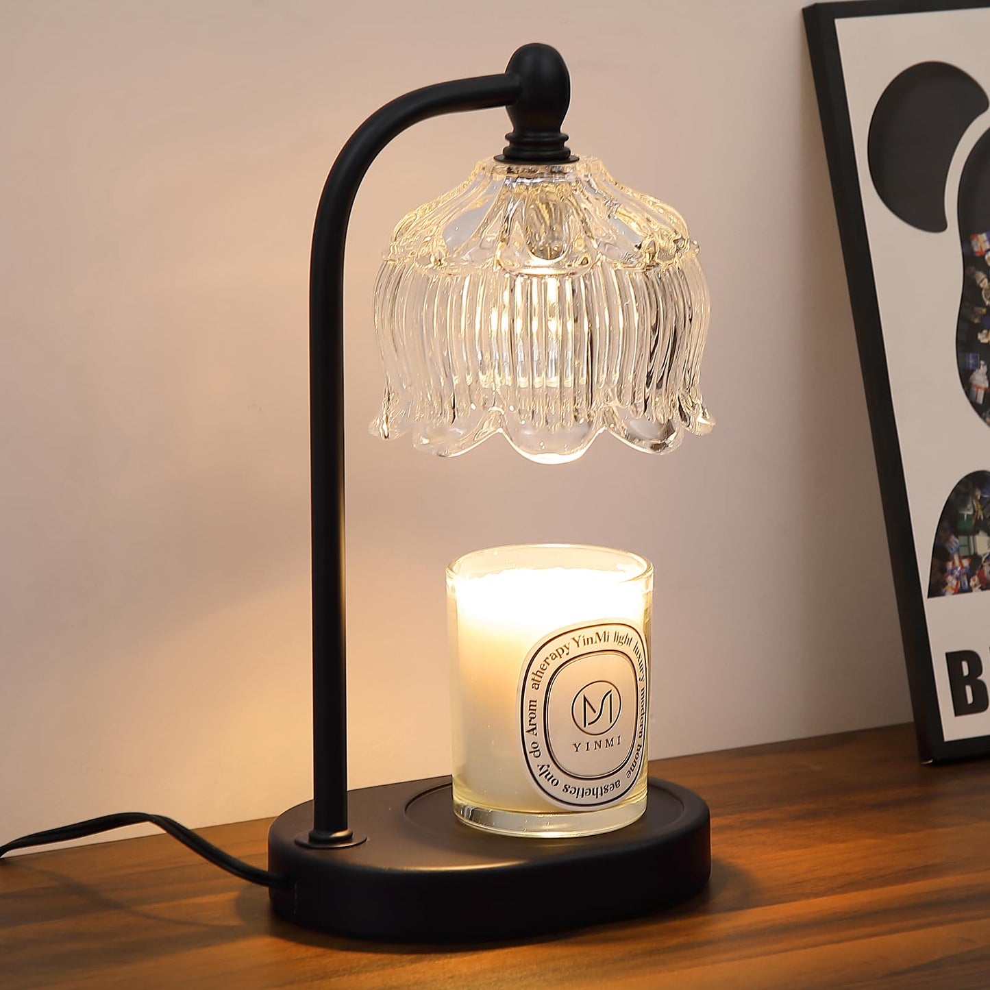 Electric Candle Warmer Lamp with Timer and Dimmer,Flameless Wax Black Melt Warmer with 2 Bulbs for Jar Candles,House Warming Gifts New Home Decor for Mothers Day Gifts Birthday Gift