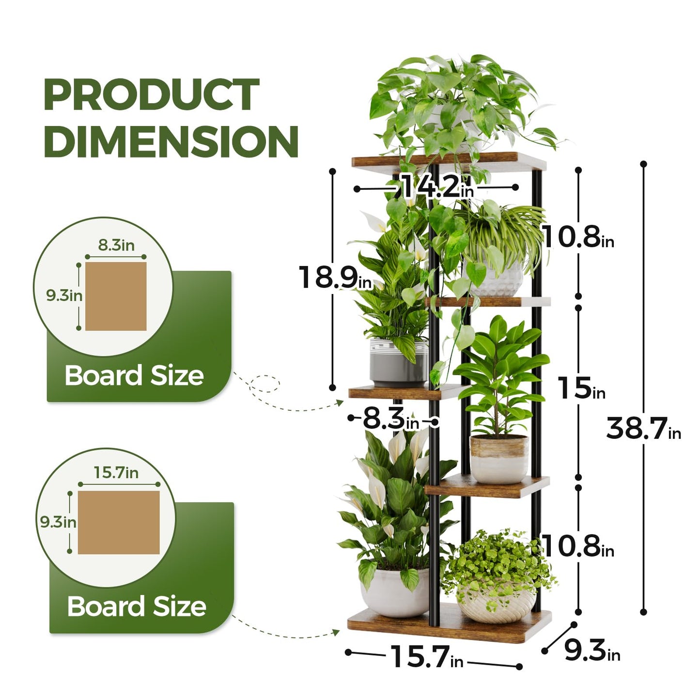 Bamworld Plant Stand Indoor Metal Flower Shelf for Multiple Plants Corner Tall Flower Holders for Patio Garden Living Room Balcony Bedroom(5 Tier-Brown)