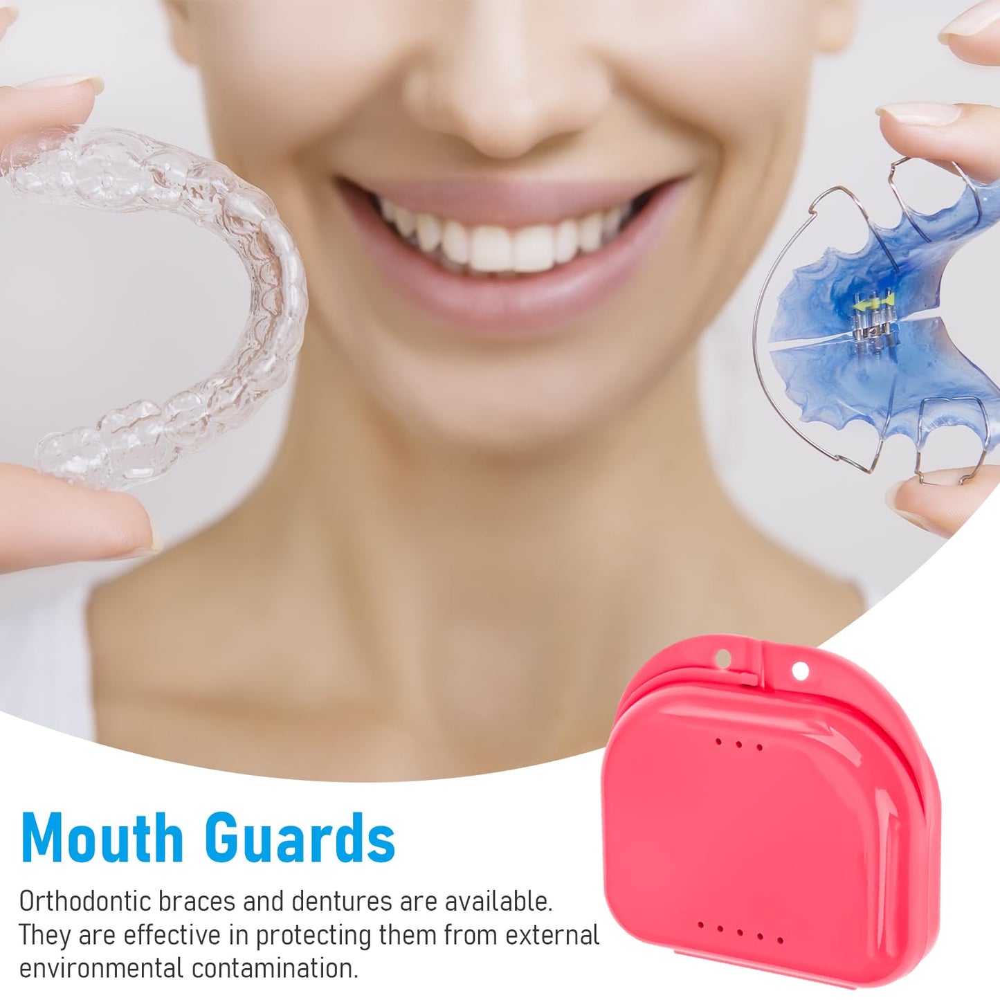 64 Pcs Dental Retainer Case with Vent Holes Mouth Guard Case Aligner & Night Guard Holder False Teeth Storage Container for Travel Office Household, 9 Colors (Classic Color)