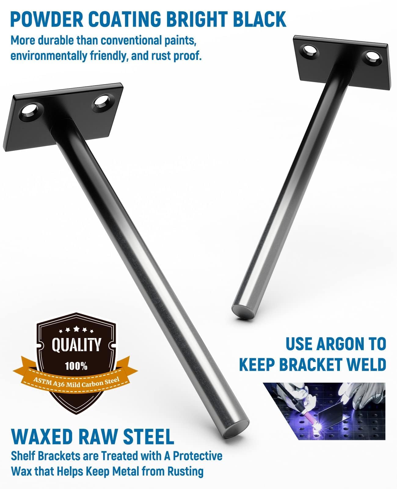 LEOPO 12 Pack-8 inch Floating Shelf Bracket, Hidden Brackets for Wood Shelf