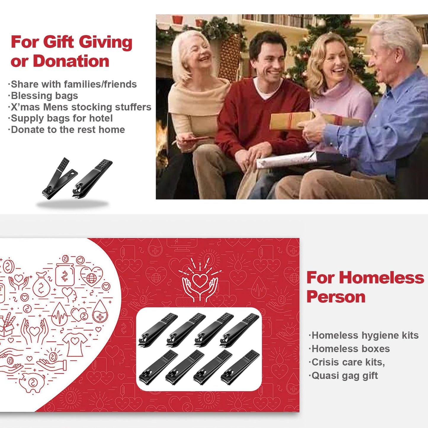 AVERZELLA 60-Pack Fingernail Nail Clippers in Bulk, Individually Wrapped Nail Clippers Pack Ultra Sharp Nail Cutter Set Curved Edge, Flat Nail Clippers Bulk for Men Seniors Homeless Care (Black)