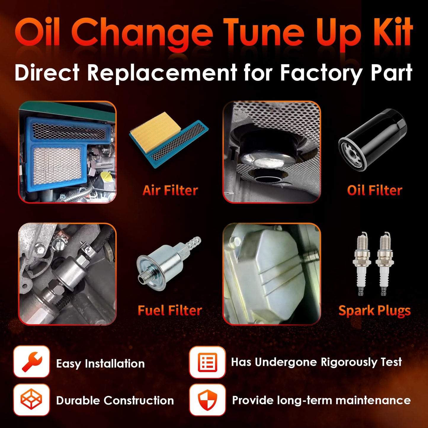 Tune Up Kit 140-3116 Air Filter, 122-0836 Oil Filter, 149-2341-01 Fuel Filter & 167-1638 Spark Plug, Compatible With Onan RV QG Generators 5500 7000, HGJAA HGJAB HGJAC & Marquis Gold/RV QG