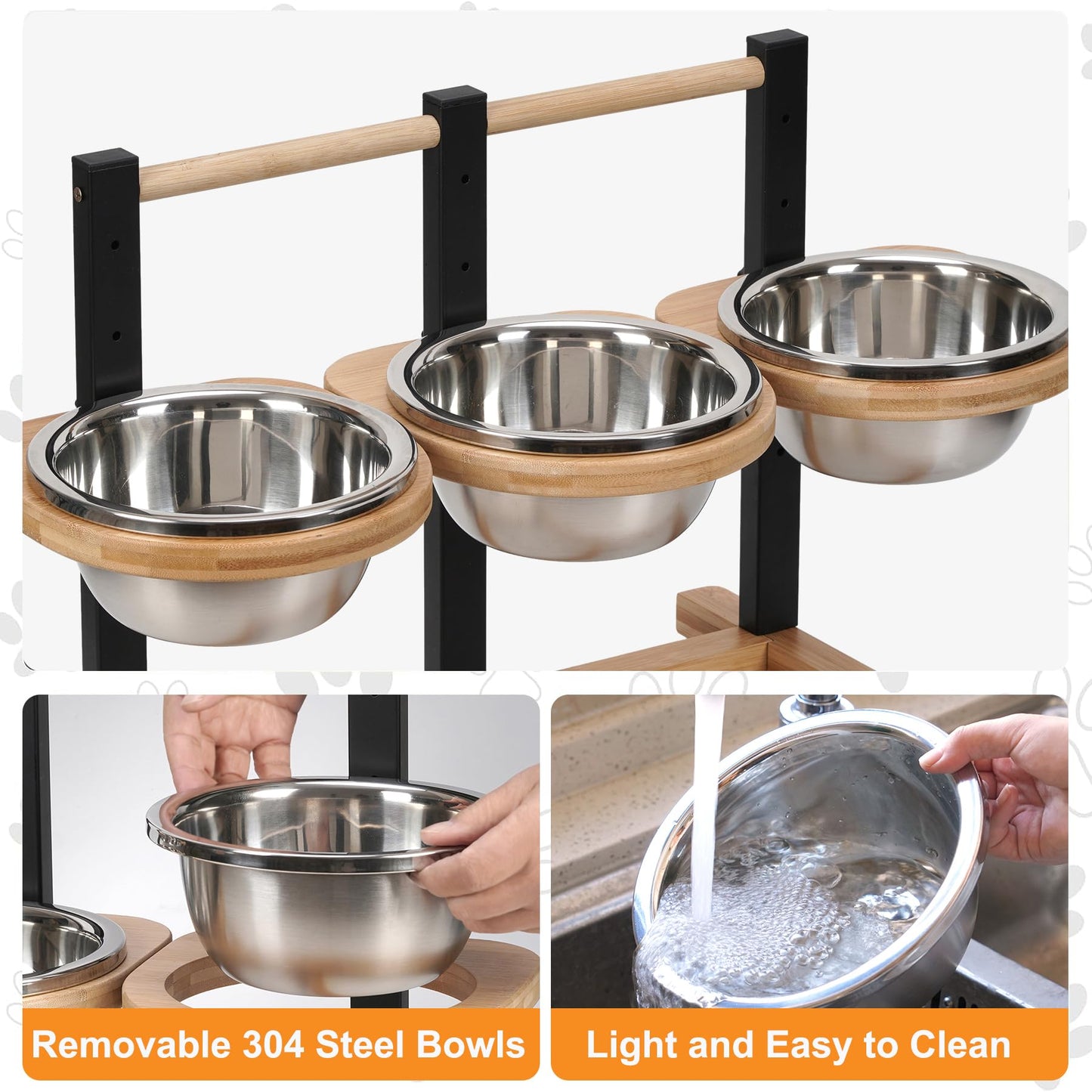 handrong Raised Dog Bowl,5 Heights Adjustable Dog Food Bowl,Elevated Dog Bowls for Large Dogs,Dog Food and Water Bowl Set,Dog Feeding Station for Small Medium Large Dogs