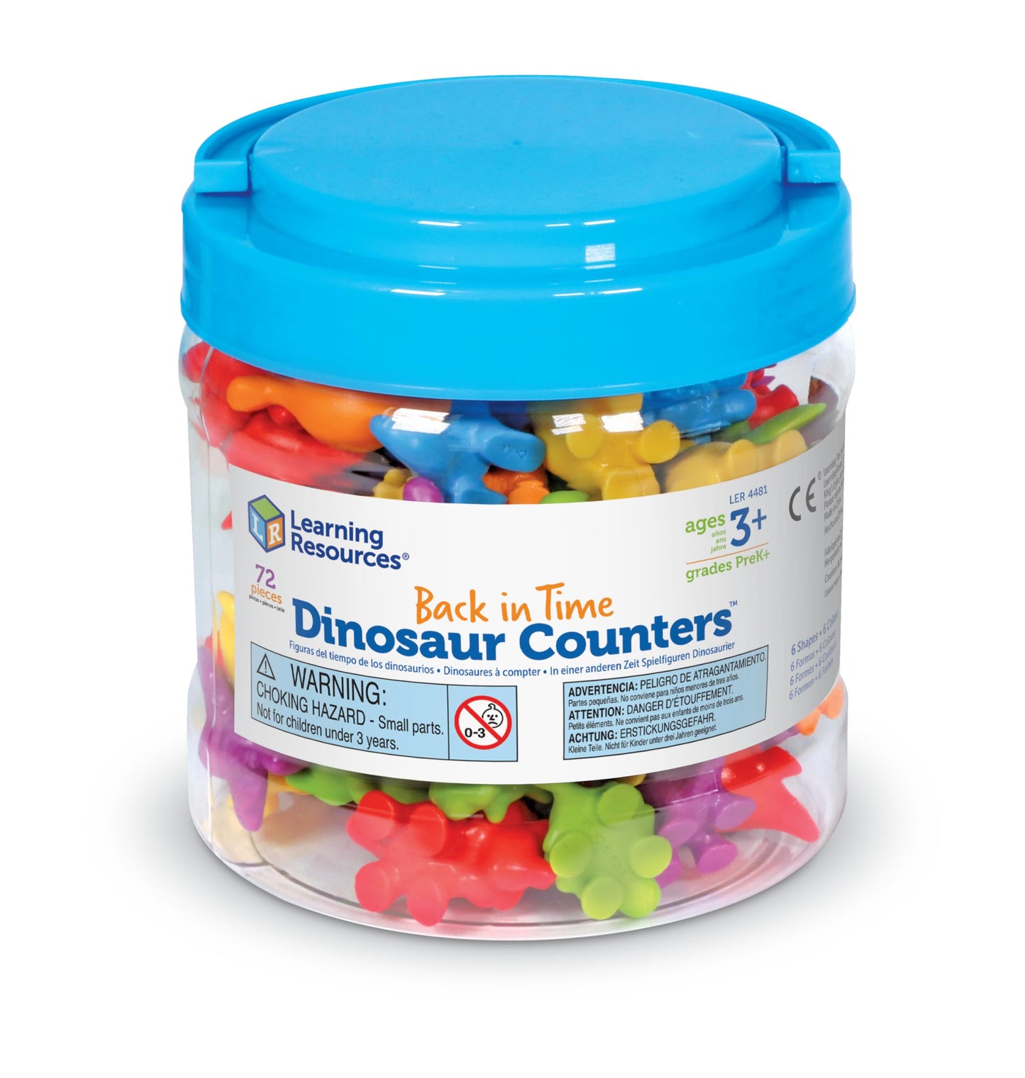 Learning Resources Back in Time Dinosaur Counters, Assorted Shapes and Colors, Set of 72, Ages 3+
