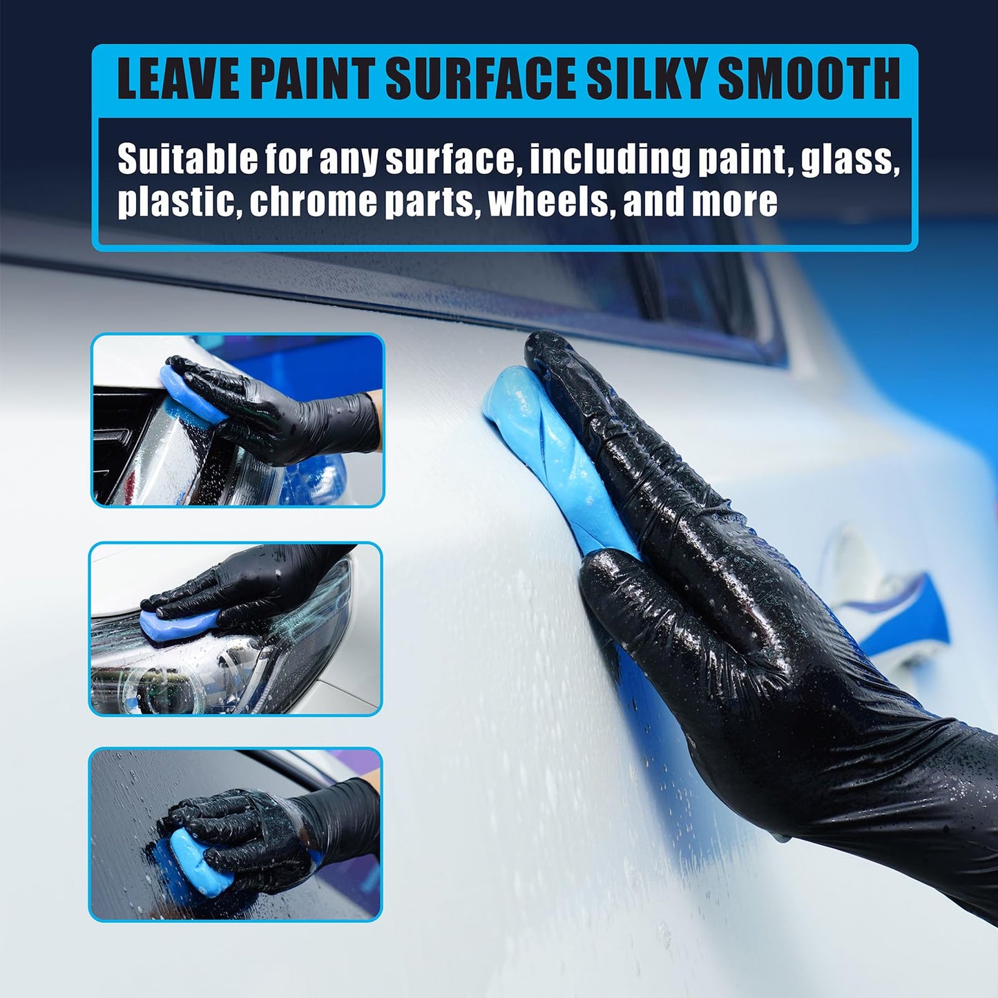 WEST HORSE Clay Bar Kit - 4 Pack 400g (4x100g) + 16.9 fl. oz Lubricant + 4 Pack Microfiber Cloth for Car Detailing