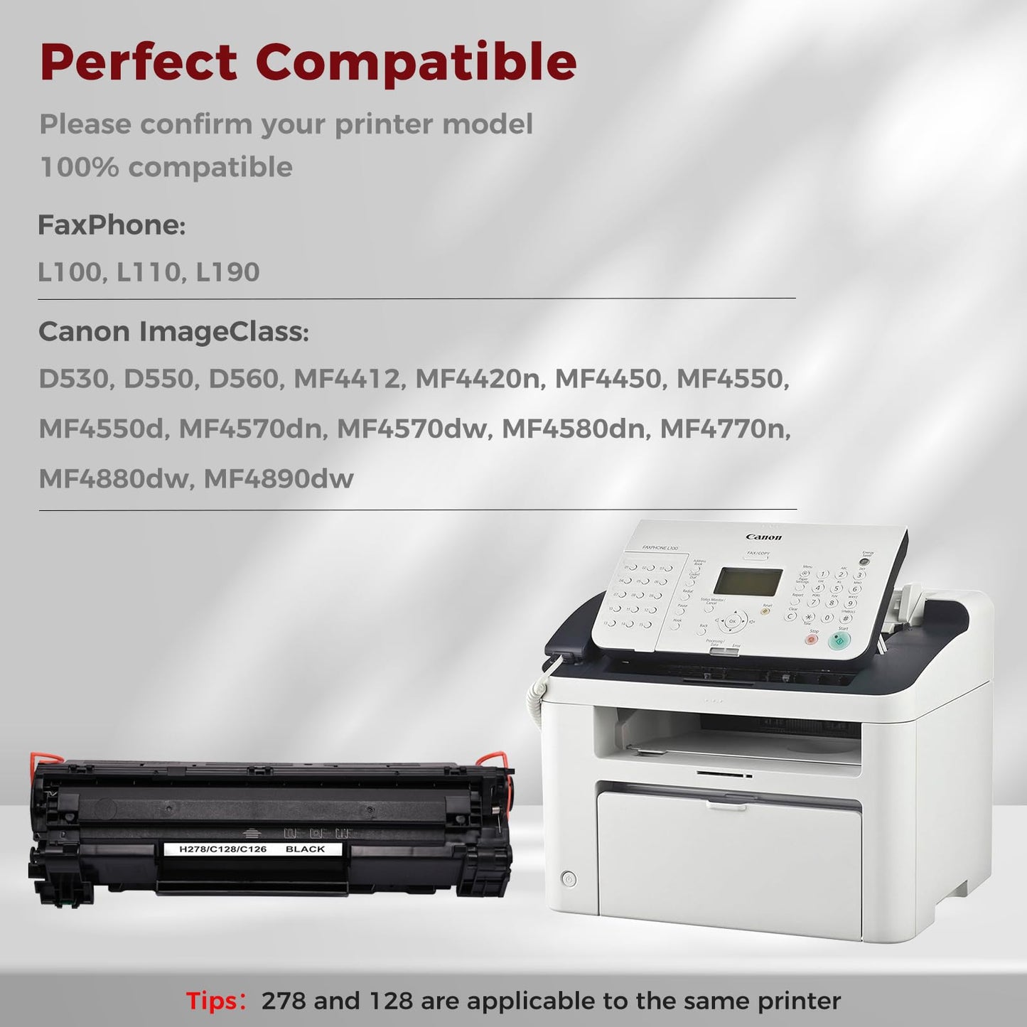 2 Pack Save on Many Compatible Canon 128 3500B001AA Black BK Canon128 Toner Cartridge For FaxPhone L100, L110, L190 / ImageClass D530, D550, D560, MF4412, MF4420n, MF4450, MF4550, MF4550d, MF4570dn, MF4570dw, MF4580dn, MF4770n, MF4880dw, MF4890dw ，2,100