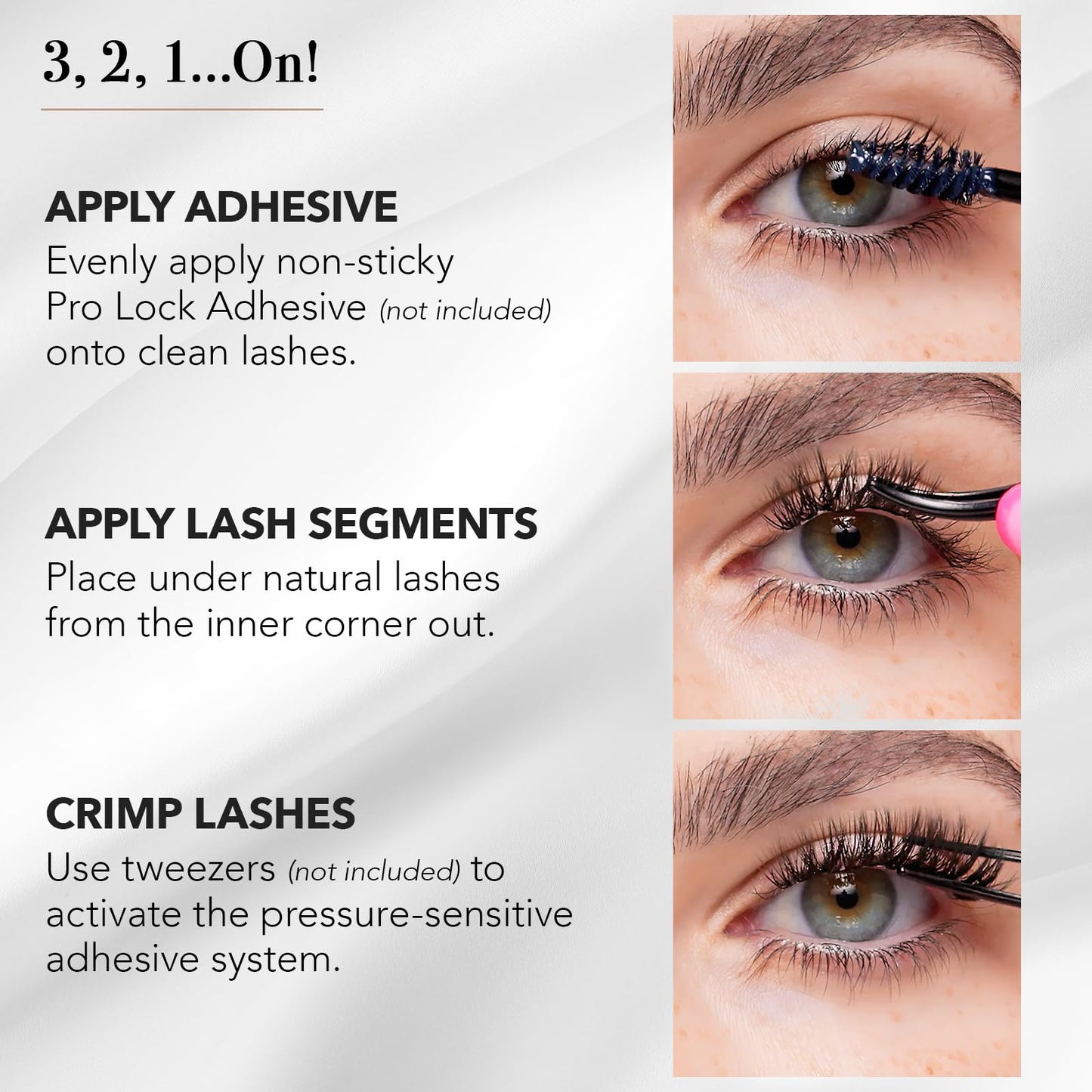 Pro Lash ProWear Professionally Styled Lash Clusters - Easiest to Apply Eyelash Cluster - 10 Day Eyelashes - Waterproof Lashes Clusters - 3 Sets - Volume Luxe Wispy Cat Eye No. 23 - Black