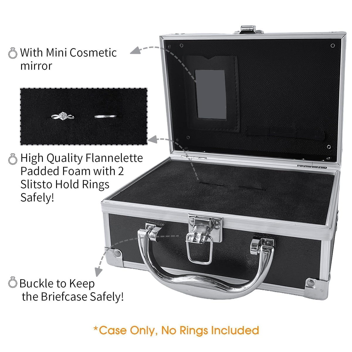 COSLANLEE Ring Security Wedding Ring Bearer Box With Rings Holder Pad, 7PCS Ring Security Box Ring Bearer Proposal Gifts Set with Boys Glasses, Earpiece, Badge, Bow Tie, Mission Card for Ceremony