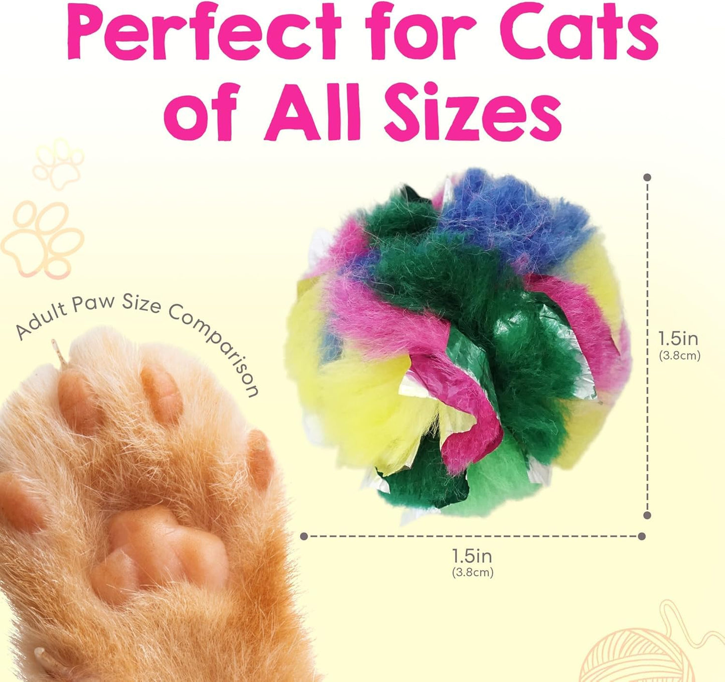 Cat Crinkle Balls 1.5 Inch (50-Pack) - Canadian-Made Cat Toys - Crinkle Balls for Cats