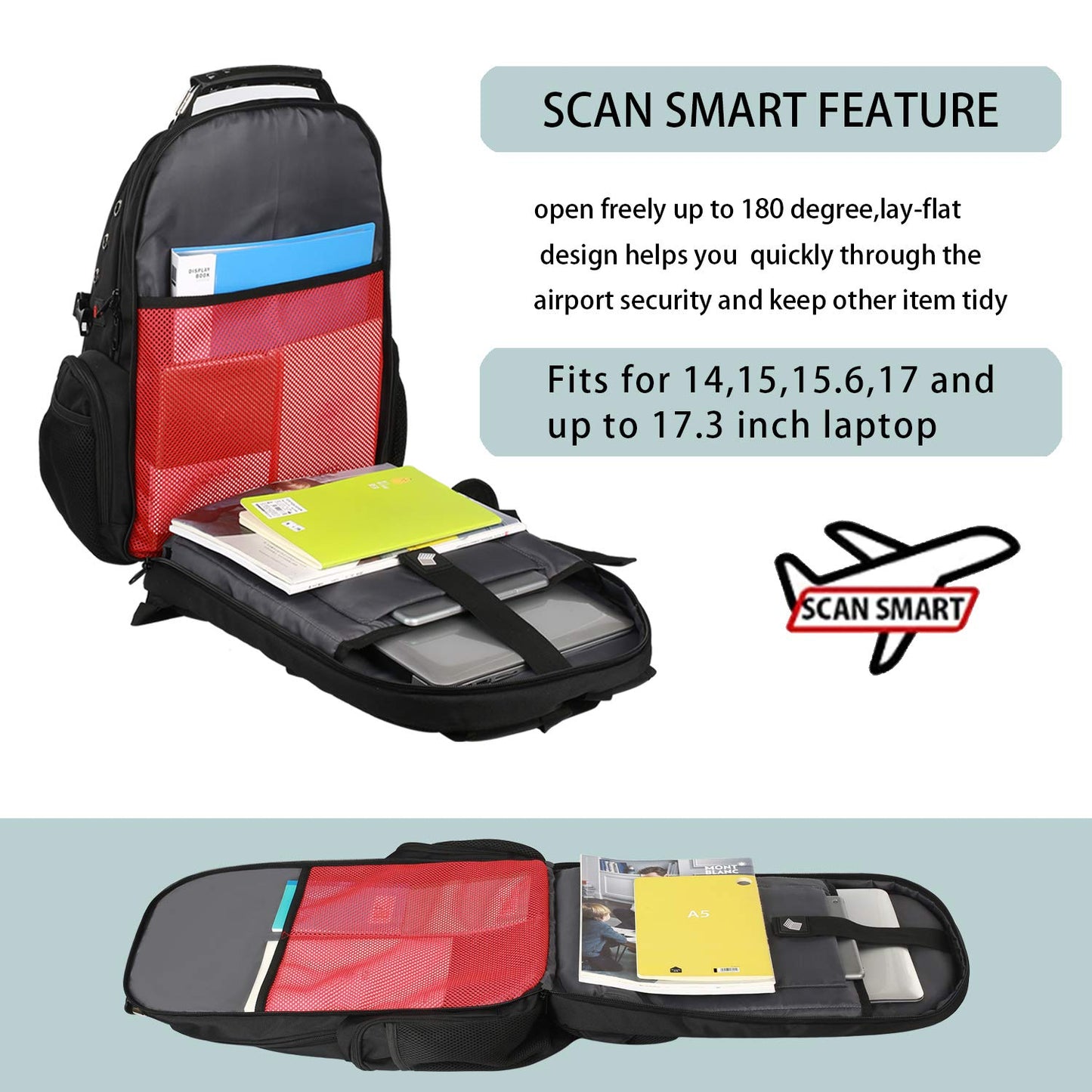 Large Laptop Backpack for Men, 17 Inch Computer Compartment Business Traveling Bookbag with USB Charging Port, Waterproof, TSA Friendly College High School 40L