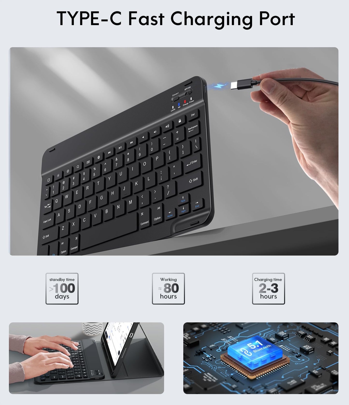 CHESONA Keyboard Case for iPad (A16) 11th 2025/10th Generation 10.9-inch 2022, Magnetic Detachable Wireless Keyboard, Stand Folio Keyboard Cover with Pencil Holder, Thin & Light, Black