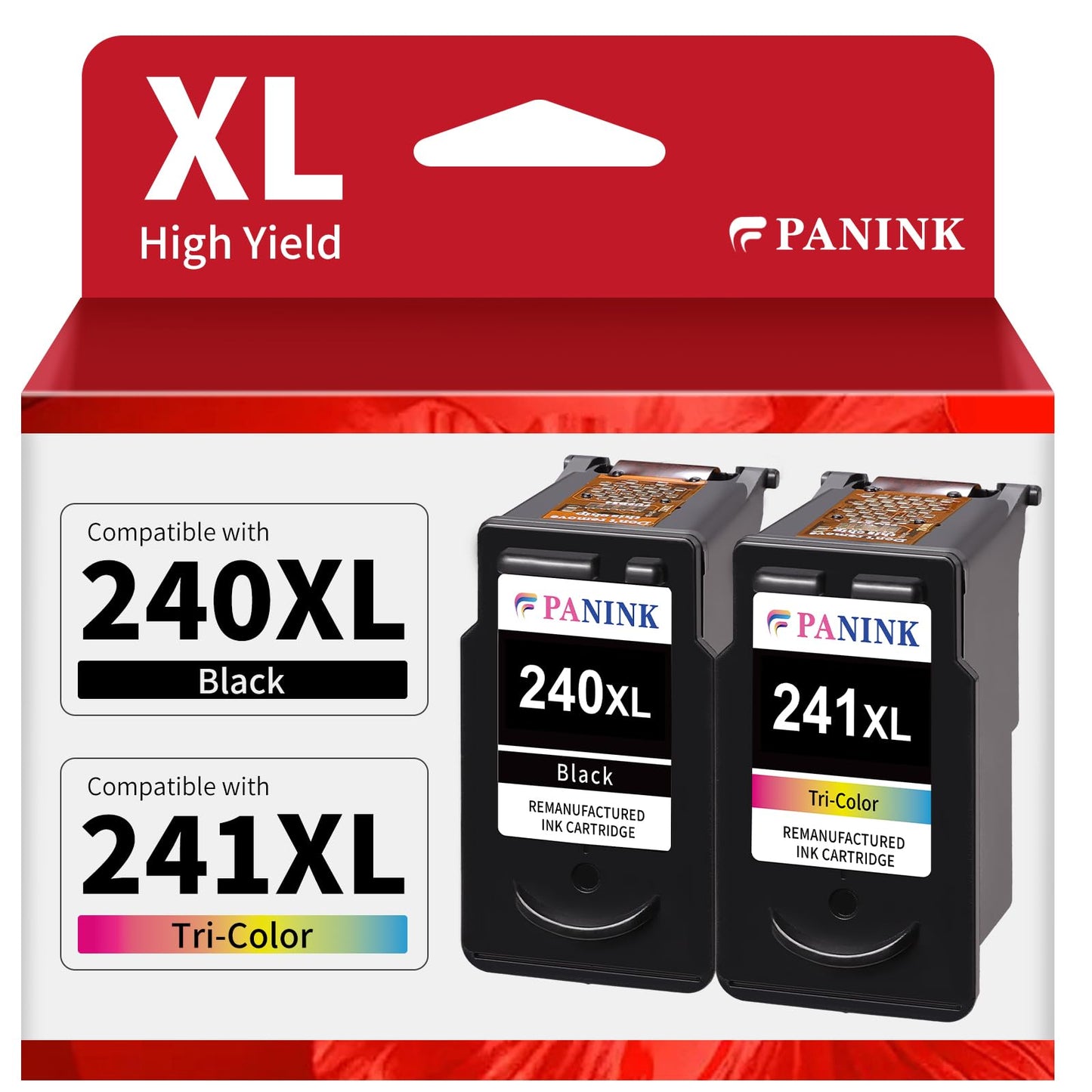 PANINK Remanufactured Ink Cartridges Replacement for Canon 240 241 240xl 241xl PG-240 XL CL-241 XL Combo Pack for Pixma MG3620 MG3600 TS5120 TS5100 MG3520 MG2120 MX452 MX472 MX512 Printer