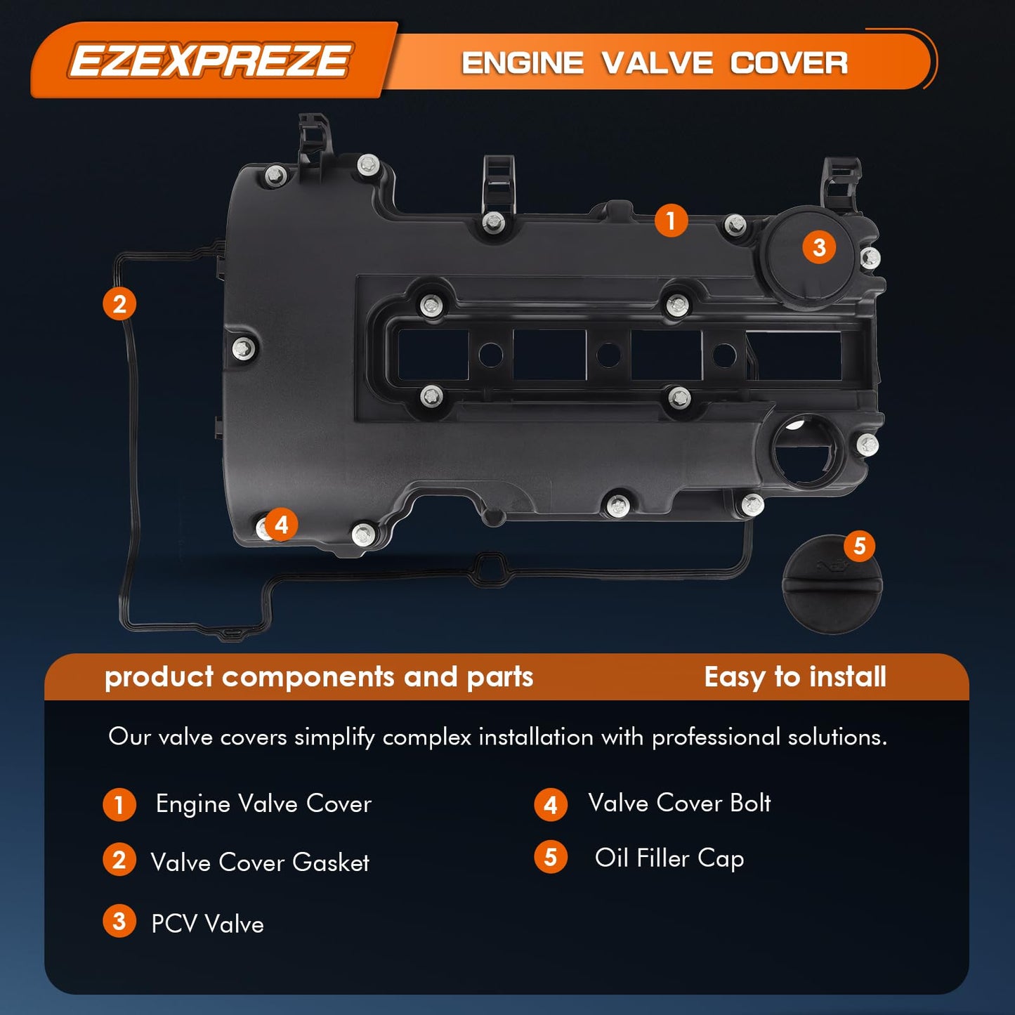 Ezexpreze Engine Valve Cover kit w/Gaskets & Bolts Compatible with 2011-2020 Chevrolet Chevy Cruze Sonic Volt Trax Buick Encore Cadilla.c ELR 1.4L L4 Replaces # 25198874 55573746 264-968