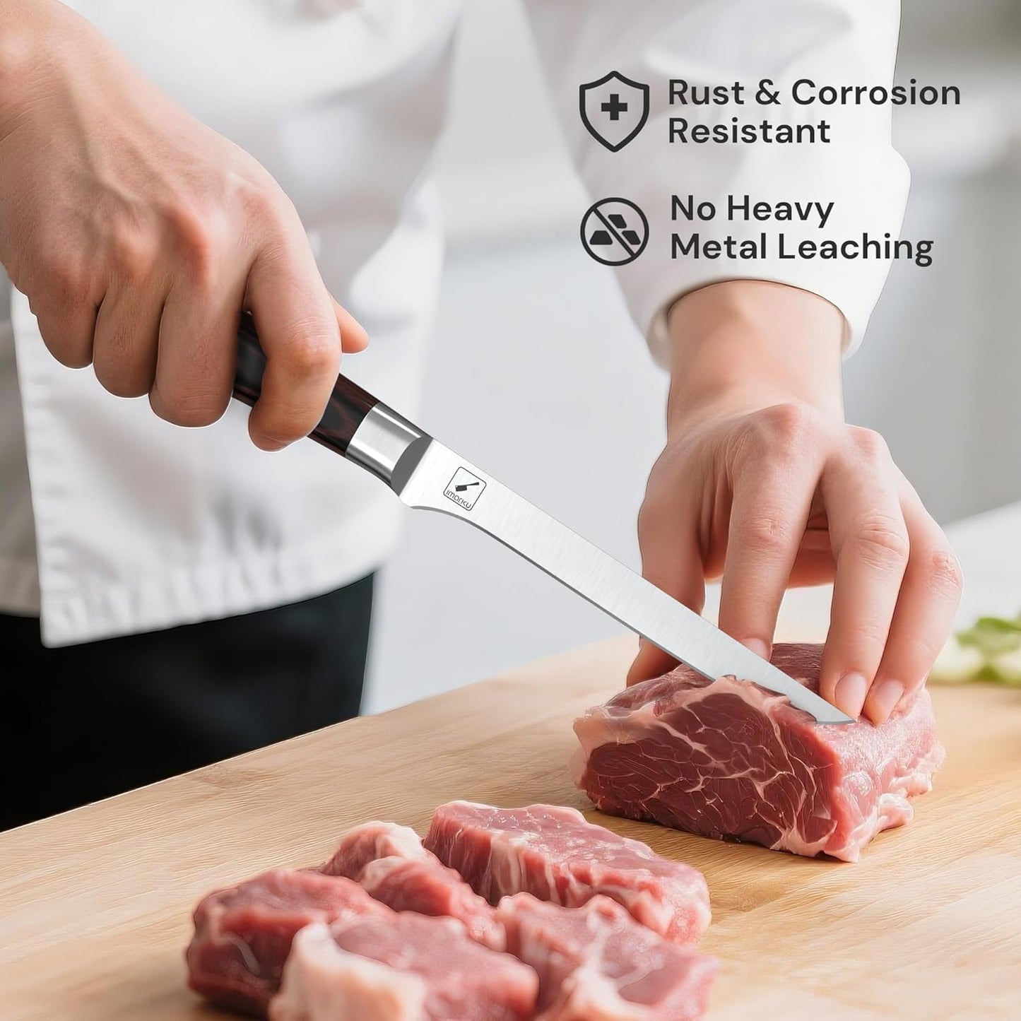 imarku Boning Knife, German High Carbon Stainless Steel Professional Grade Boning Fillet Knife, 6-Inch Deboning Knife, Pakkawood Handle for Meat and Poultry, Gifts for Men and Women