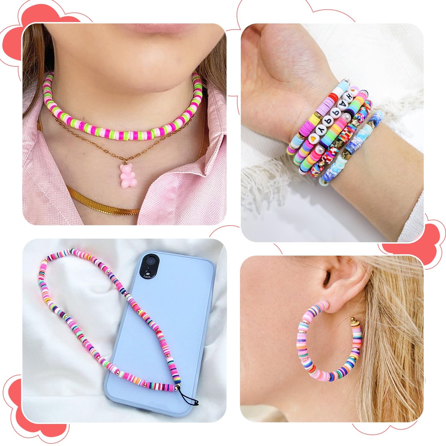 Redtwo 30000 Pcs Clay Beads Bracelet Making Kit, 9 Boxes 192 Colors Friendship Bracelet Kit Flat Polymer Heishi Beads for Jewelry Making, Crafts Gift for Girls Ages 6-12
