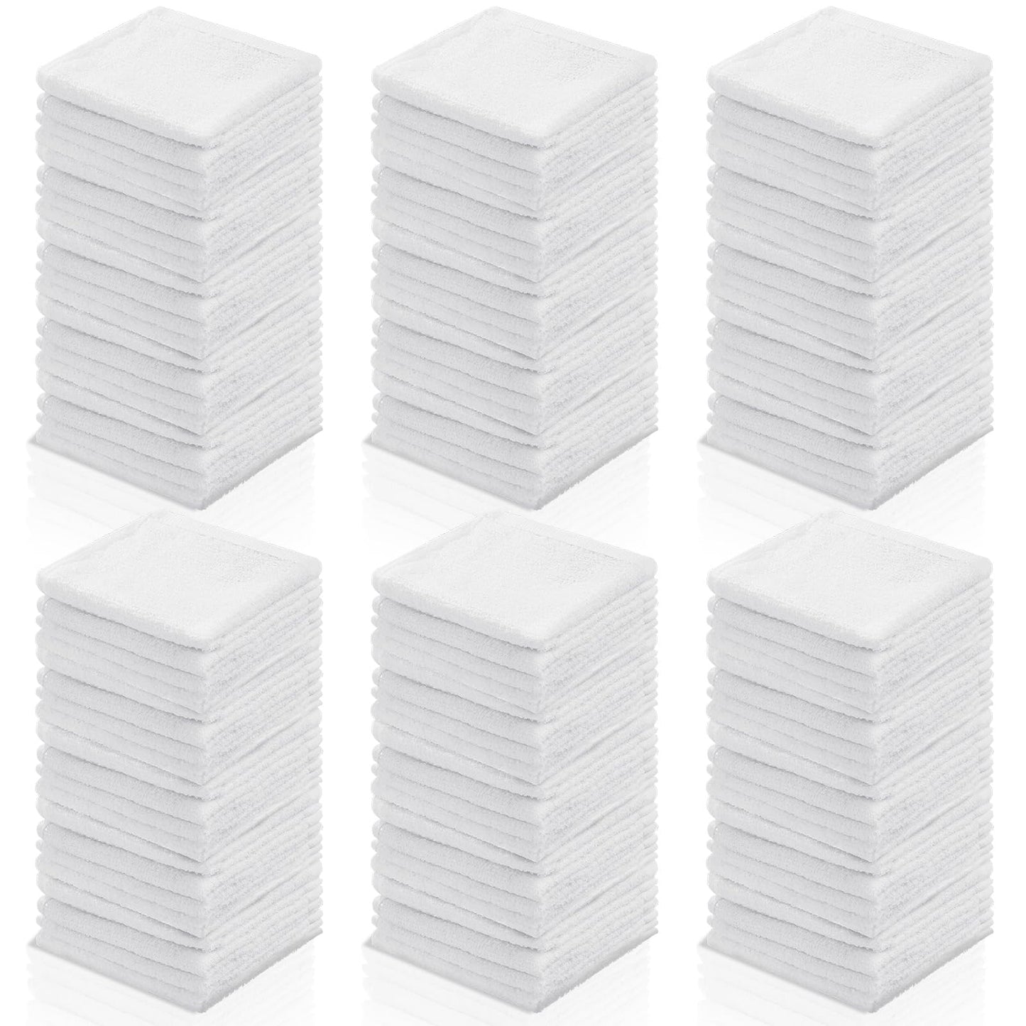 Oudain 200 Pcs White Cleaning Cloths Bulk Reusable Cleaning Rags Cotton Washcloths Absorbent Dishcloths Small Kitchen Rags Soft Bath Towels for Housekeeping, 9.8 x 9.8 Inch