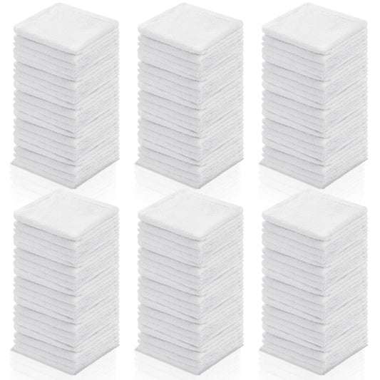 Oudain 200 Pcs White Cleaning Cloths Bulk Reusable Cleaning Rags Cotton Washcloths Absorbent Dishcloths Small Kitchen Rags Soft Bath Towels for Housekeeping, 9.8 x 9.8 Inch