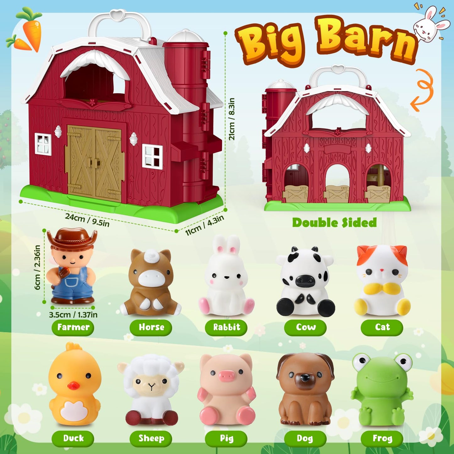 Toddler Toys for 1 2 3 4 Year old Boys, Luckades Farm Animals with Big Barn for Toddlers 1-3 Montessori Learning Farm Toys with Animal Figures for Toddler 1-4 Christmas Birthday Gift for Baby Boy Girl