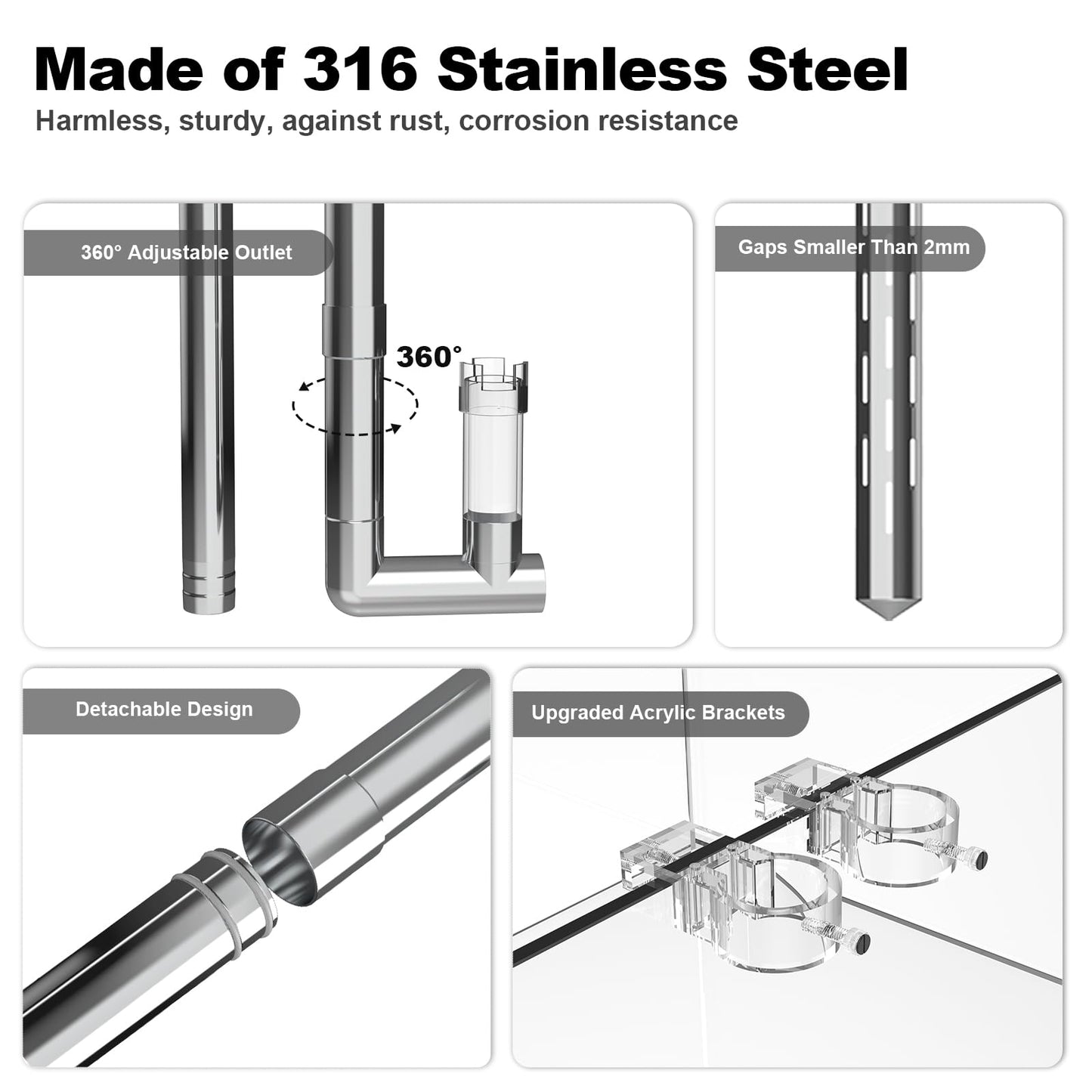 FZONE Stainless Steel Lily Pipe Inflow and Outflow