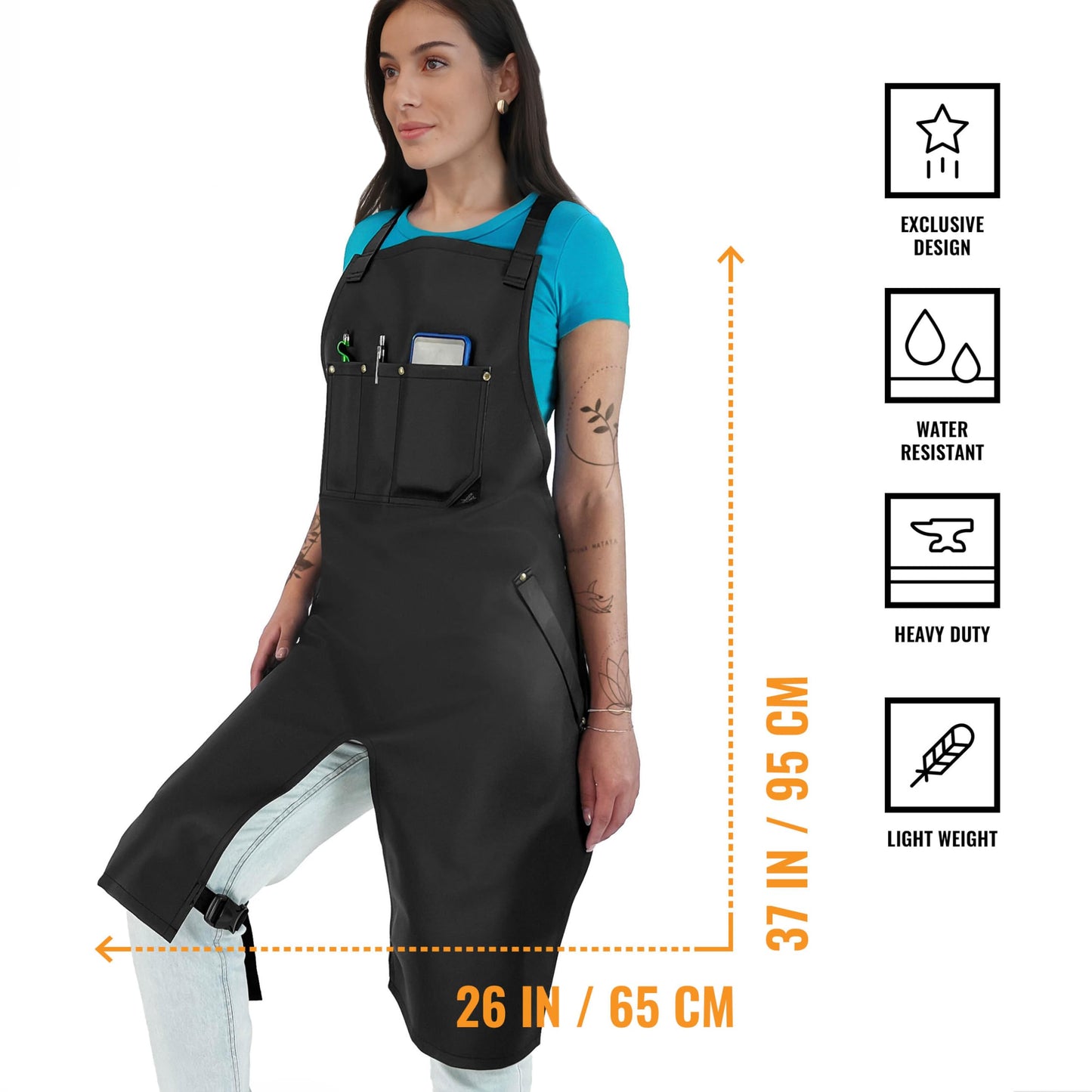 Under NY Sky Tattoo Apron - Vegan Leather, Wipeable - Split-Leg, Cross-back Straps - For tattoo artist, Tattooist, Studio, Barber
