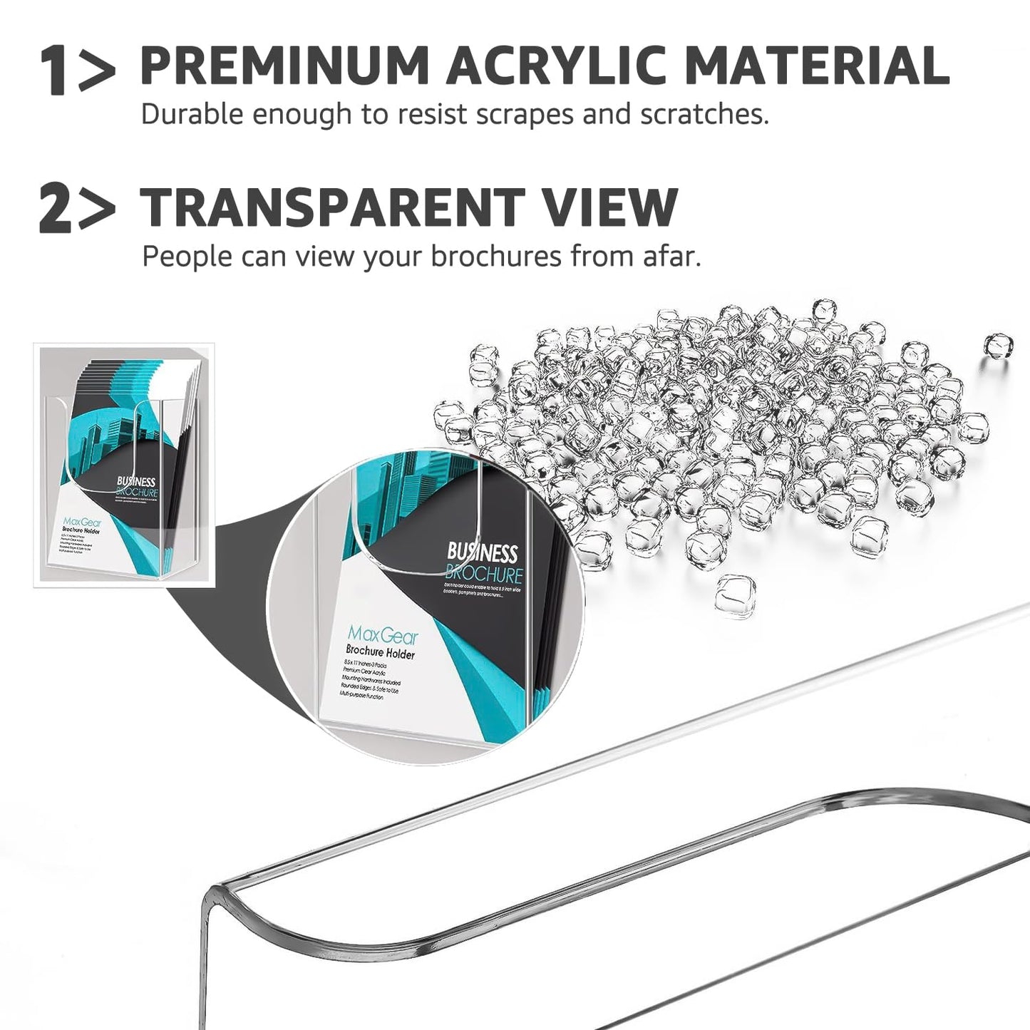 MaxGear Brochure Holder 8.5x11 Wall Mount, 3 Pack Acrylic Pamphlet & Flyer Holder, Clear Plastic Magazine Literature Organizer for Office, School, Hotel, Exhibition