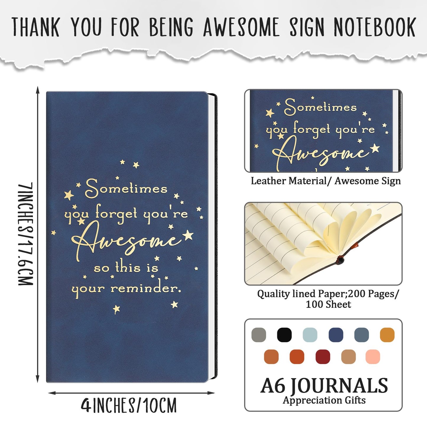 Fuutreo 10 Pcs Bulk Leather Notebook Appreciation Gift for Employee Coworker CNA Week Inspirational A6 Notebook Thank You Journal Gift for Teacher Nurse Team Staff Office School(Forget)