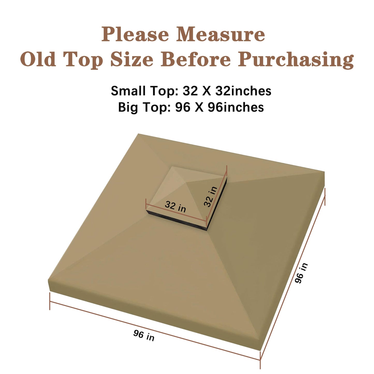 SCOCANOPY 8'x8' Gazebo Cover Replacement Canoy Top Compatible with Canadian Tire Living Crawford Gazebo, Fit for RONA 8x8 Gazebo #088-1067-8,Khaki