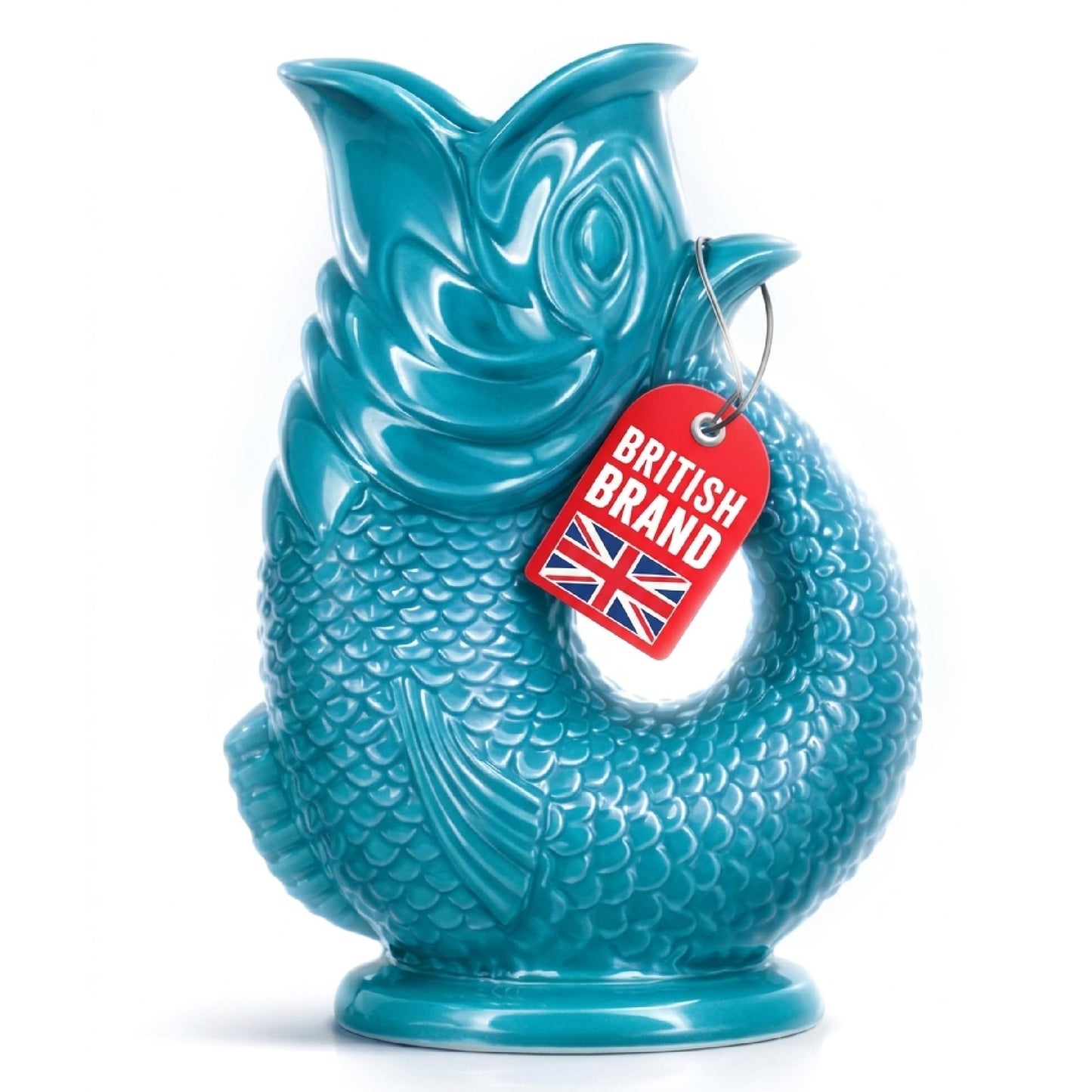 Glug Jug The Bubble Jug® Surf Blue 50 fl oz 1.5L Litre Extra Large Gurgle Pitcher Jug Fish Shaped Decorative Ceramic Glugging Cocktail, Water and Gin Jug and Gurgling Carafe Pot