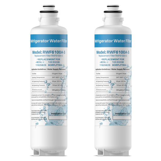 2 Pack for Bosch Fridge Water Filter BORPLFTR55 11032531 BORPLFTR50 Replacement, Compatible with Bosch Refrigerator Water Filter REPLFLTR55 RA450022 11050659 12033030 B36CL80SNS(2 Count (Pack of 1))