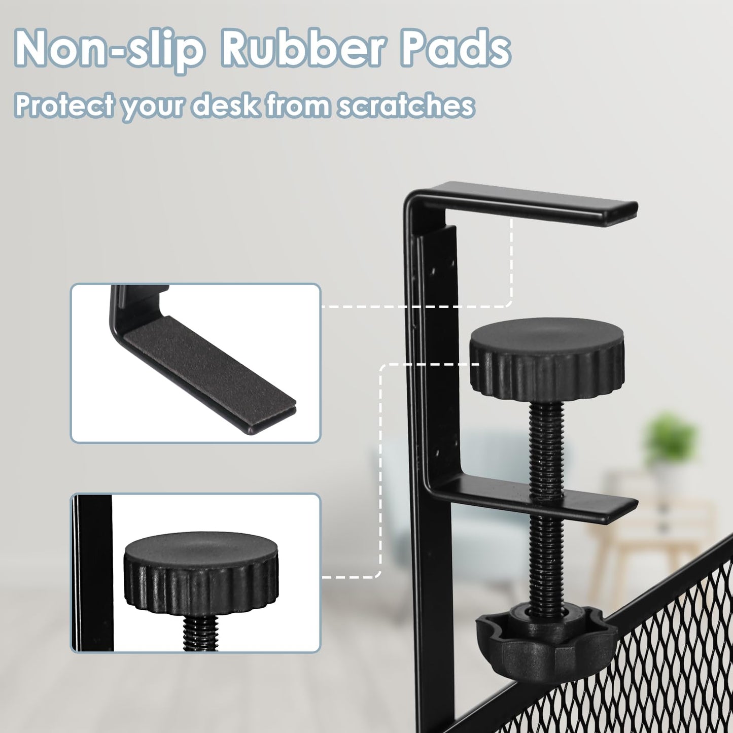 Cable Management, 64CM Cable Management Under Desk No Drill, Metal Cord Organizer with Clamp for Standing Desk, Cable Organizer for Home Office, Black